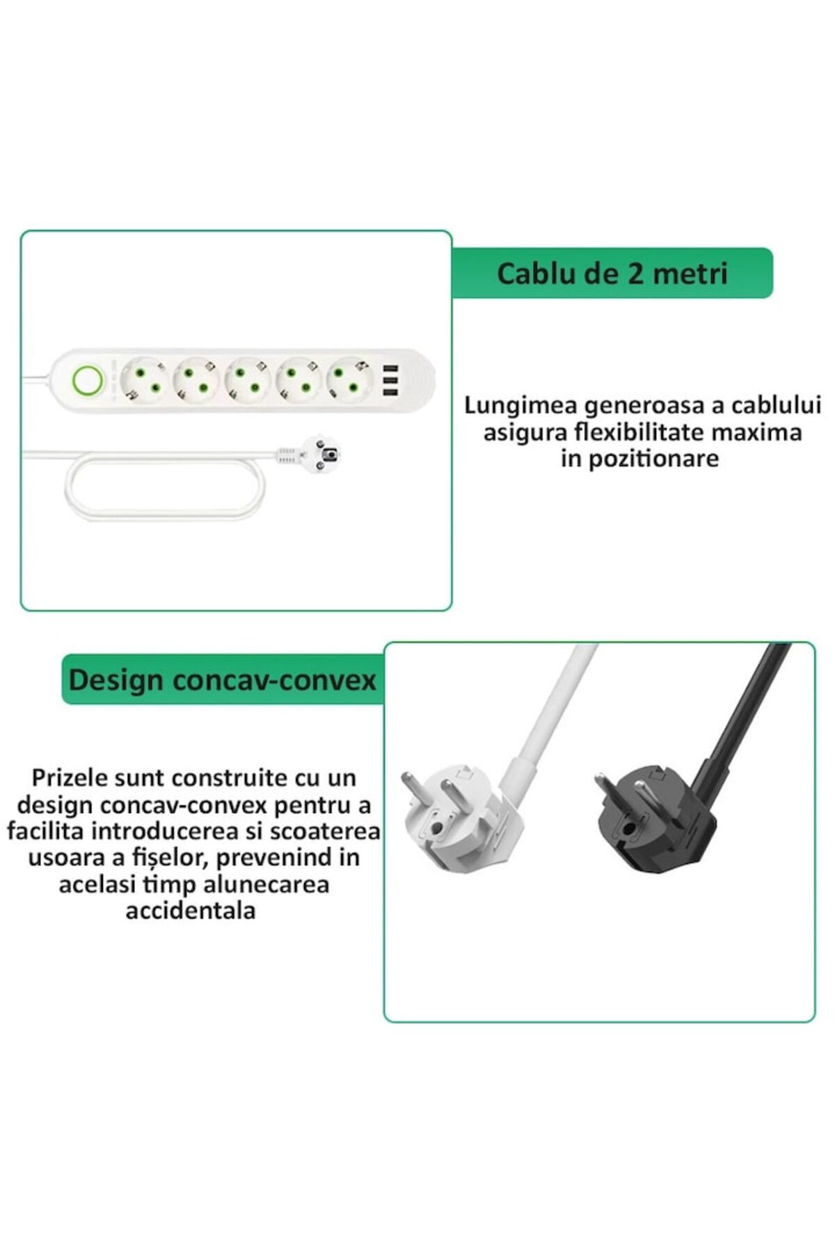 NEXTLY-Extension Cord With 3 Sockets And 3 USB Ports, Switch, Hanging Bracket, Durable 4