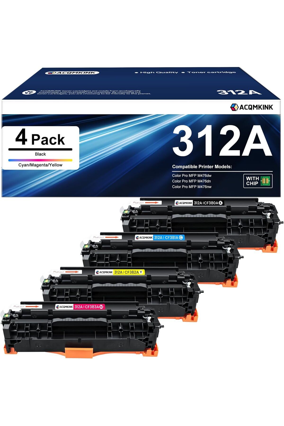 HP 312A CF380A CF381A CF382A CF383A MFP M476dw M476dn M476nw (Black/Cyan/Yellow/Magenta)