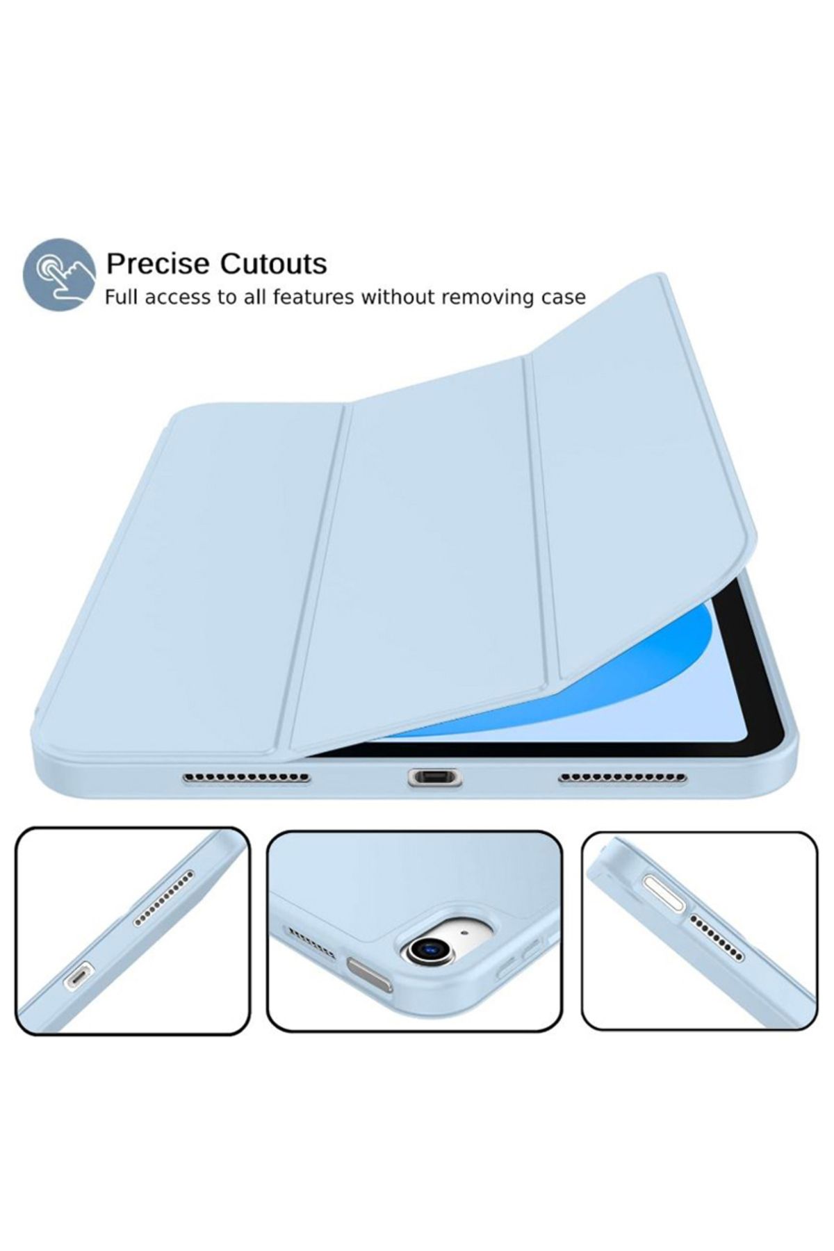 REDz Accessories-Husă cu suport pentru stilou pentru iPad 10 2022/2024, iPad 11 2025, protecție completă, pliabilă, albastru deschis 6