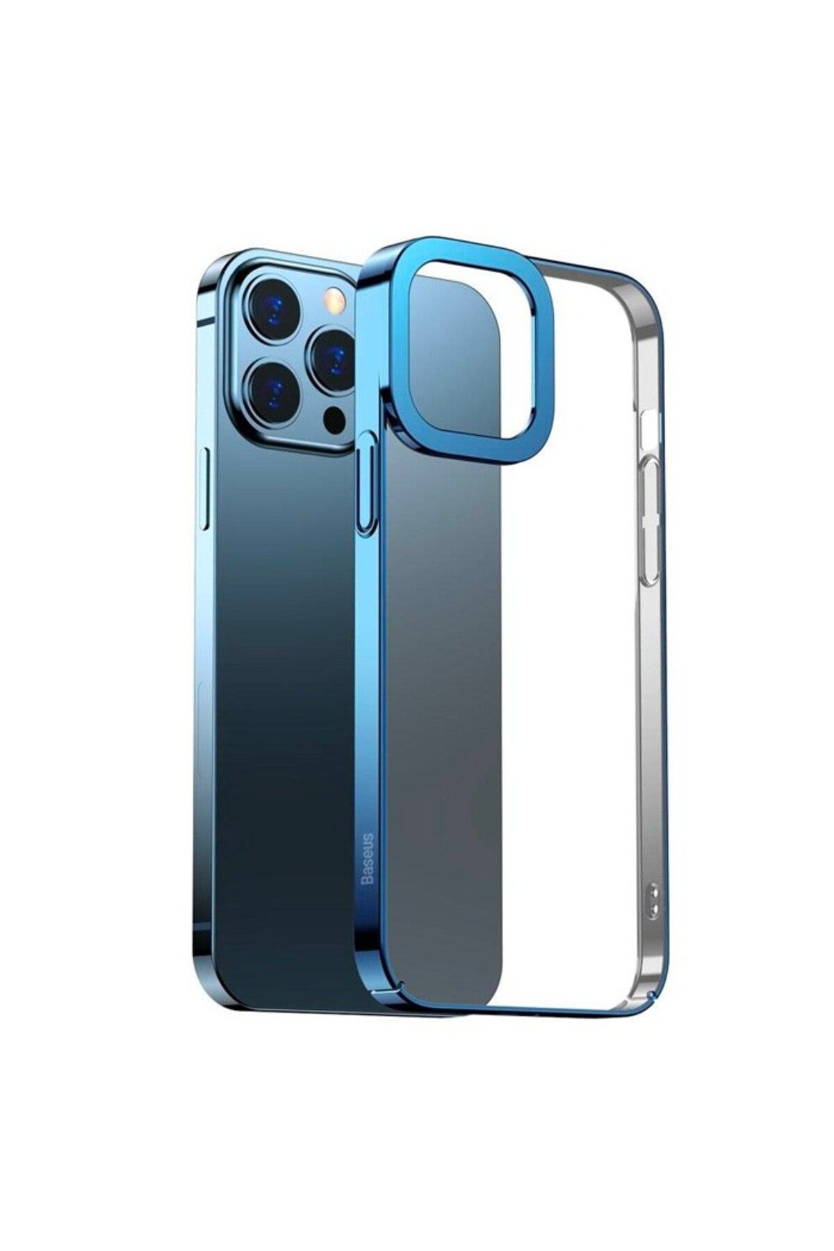 Ally Glitter iPhone 13 Pro Kilif Renkli Kenar Seffaf Kilif MAVI