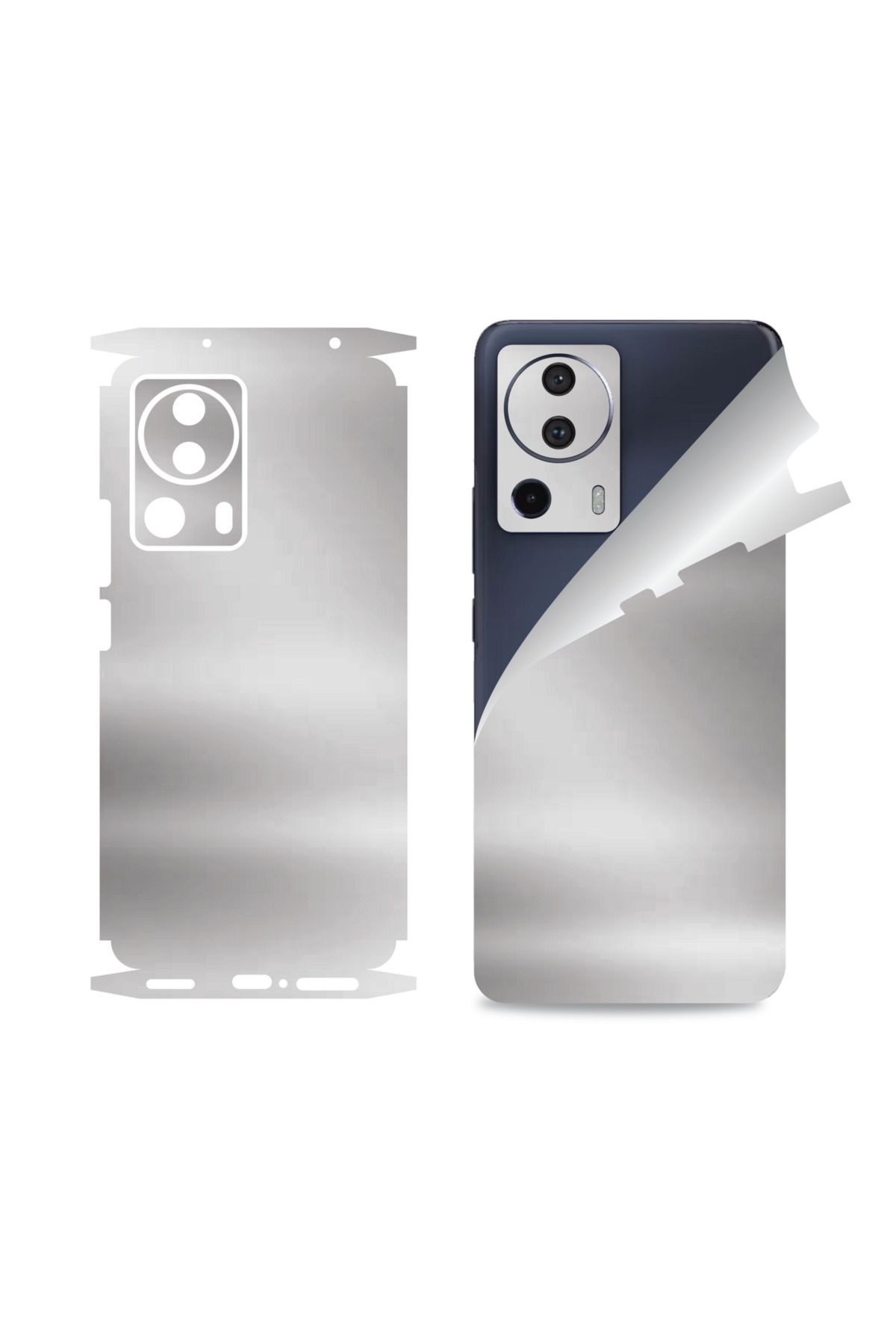Bowie Xiaomi Mi 13 Lite için uyumlu 360 full arka ve yan kaplama koruma sticker AYNALI GÜMÜŞ