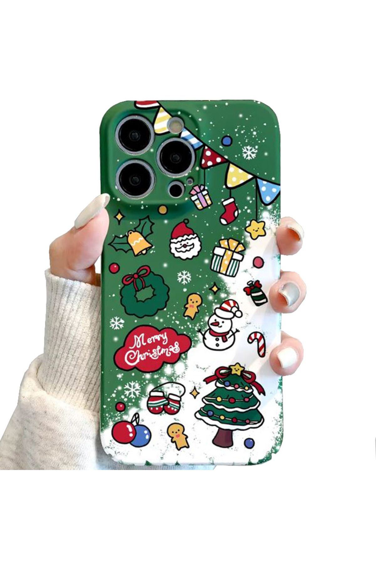 REDz Accessories Carcasă Derdelus Cu Mesajul „merry Christmas”, Compatibilă Cu Iphone 15 Pro, Design De Crăciun, Verde - One Size