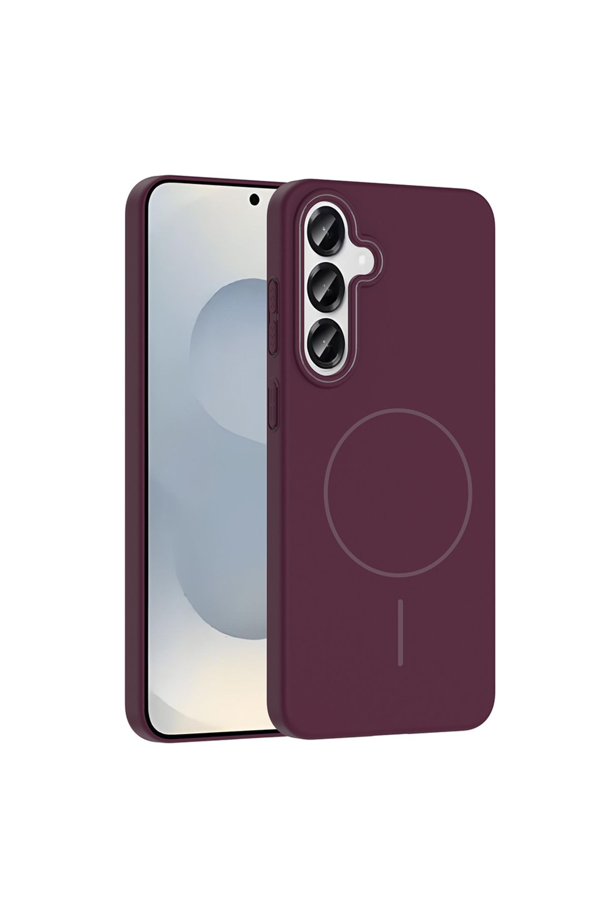 HTstore Galaxy Uyumlu S25 Plus Kılıf M-safe Şarj Özellikli Zore Ruby Sert Kapak-Mürdüm