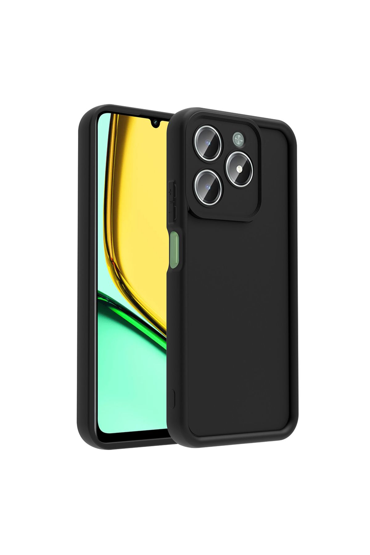 HTstore Realme C61 Kılıf Kamera Korumalı Zore Ananas Kapak-Siyah