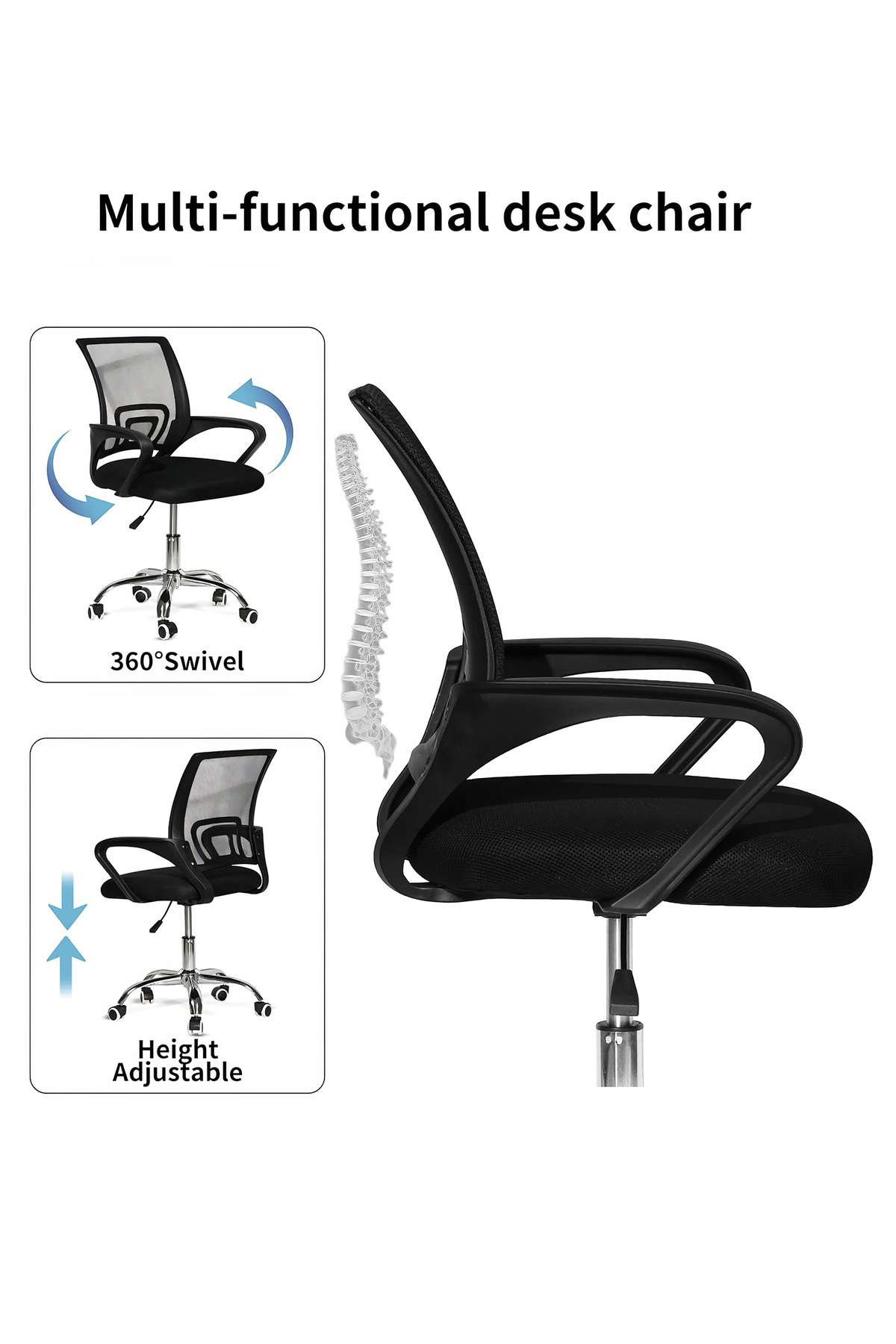 Generic-Ergonomic Office Chair with Lumbar Support Adjustable Swivel Chair 5
