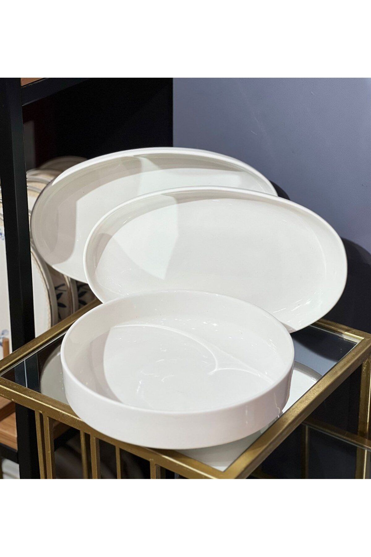 Onedekor 3'lü Modern Sade Salata Kayık Kase Seti