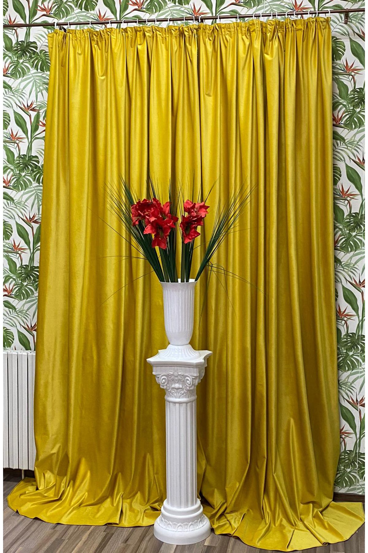 Liz Line Set Doua Draperii Catifea, Galben, Colectia "velvet" By Liz Line, 2x350x245cm, Cu Rejansa - 350 x 245