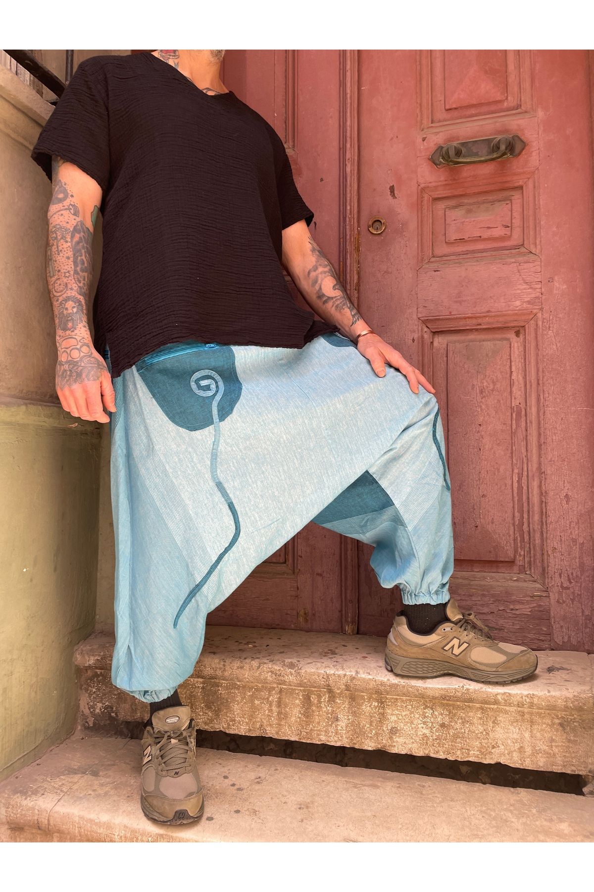Bohoyasam Unisex Nepal Şalvar, Bağlamalı Şalvar Pantolon, Bohem Pantolon, Rahat Pantolon, Etnik Desenli