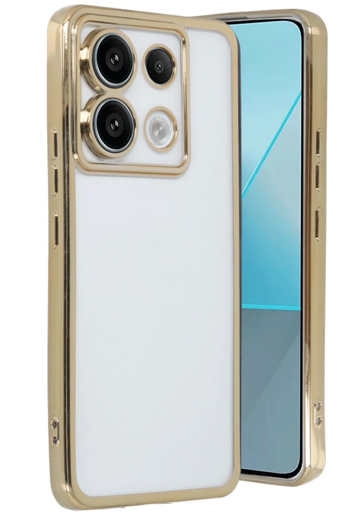 NewFace Xiaomi Poco X6 Kılıf Lensli Silikon - Gold GLSTD