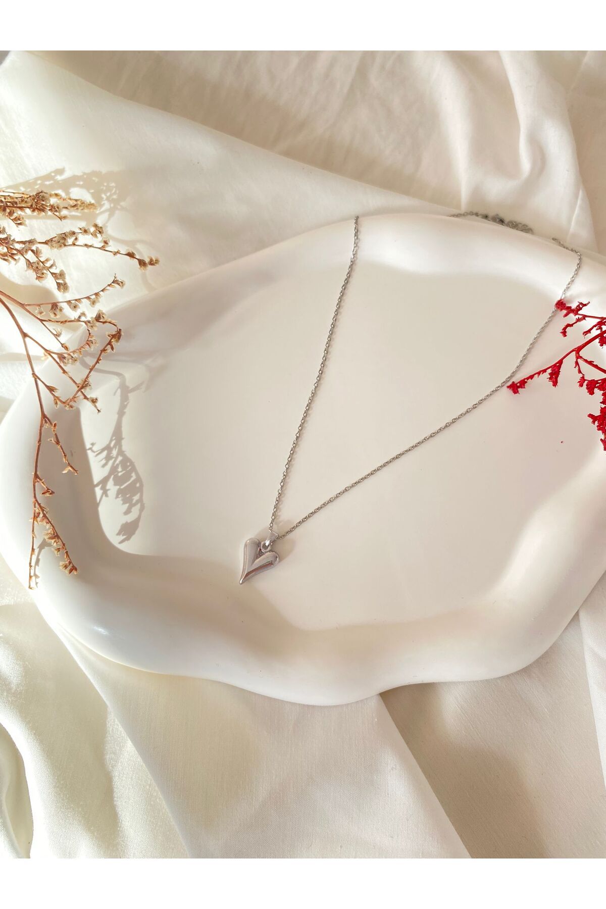 Asce Jewelry Kalp Çelik Kolye