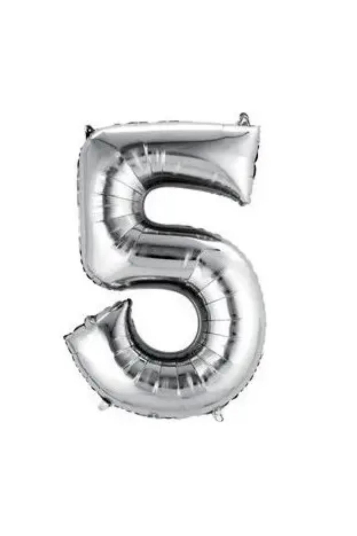 MİNAY 5 RAKAM FOLYO BALON GÜMÜŞ RENK 40" 100cm