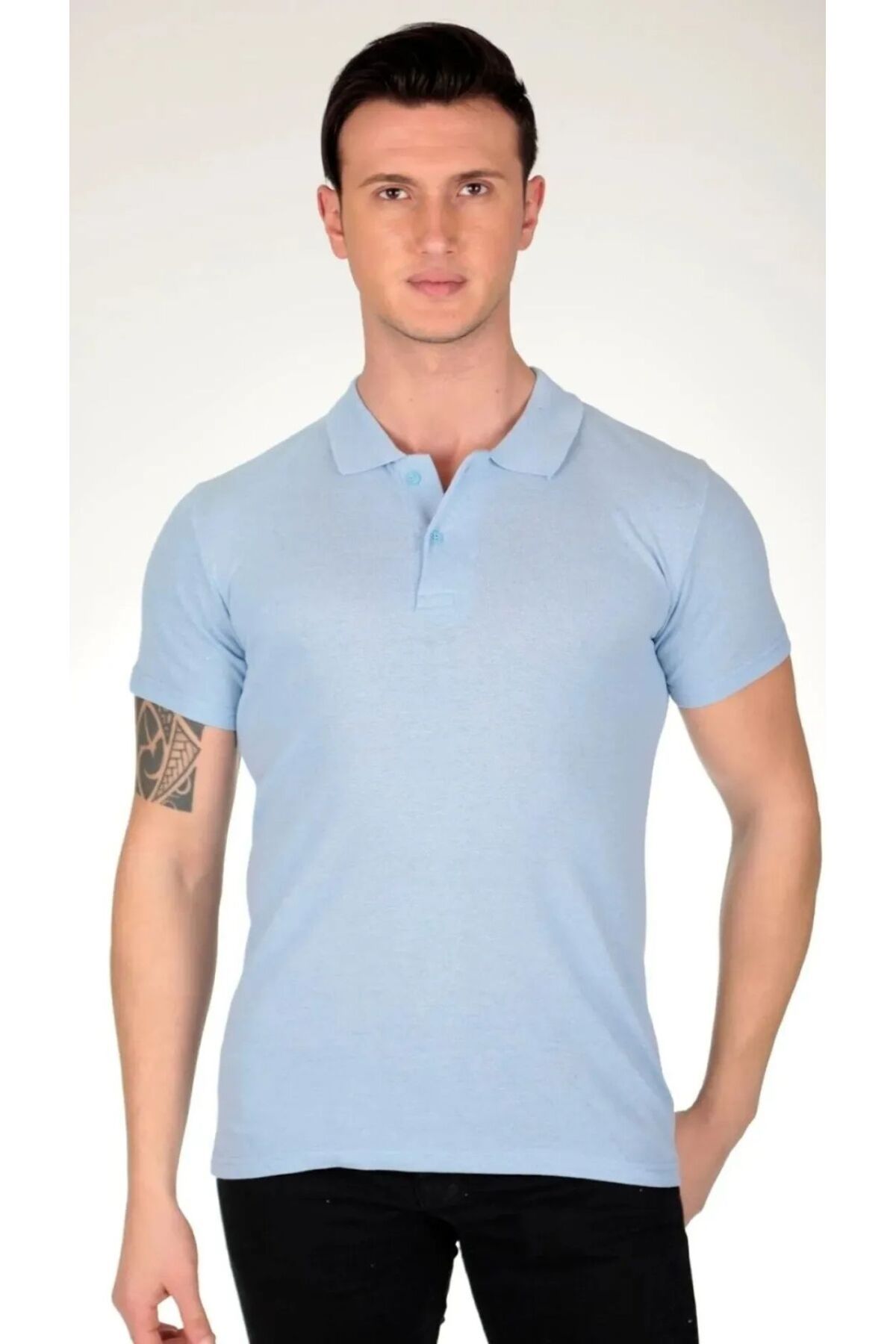 Rublays Regular Fit Bebe Mavisi Erkek Polo Yaka Tshirt - Bebe Mavisi Polo Yaka Tisort Erkek T-shirt