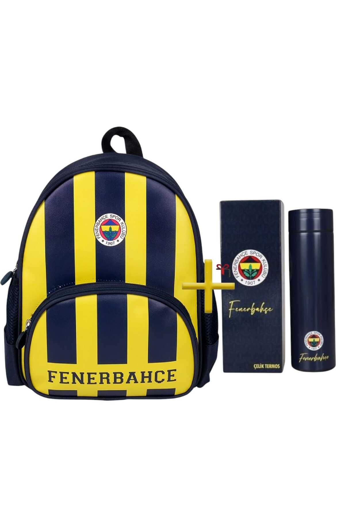Fenerbahçe Suni Deri Anaokulu Çantası - Lisanslı Logo Baskılı Çelik Termos