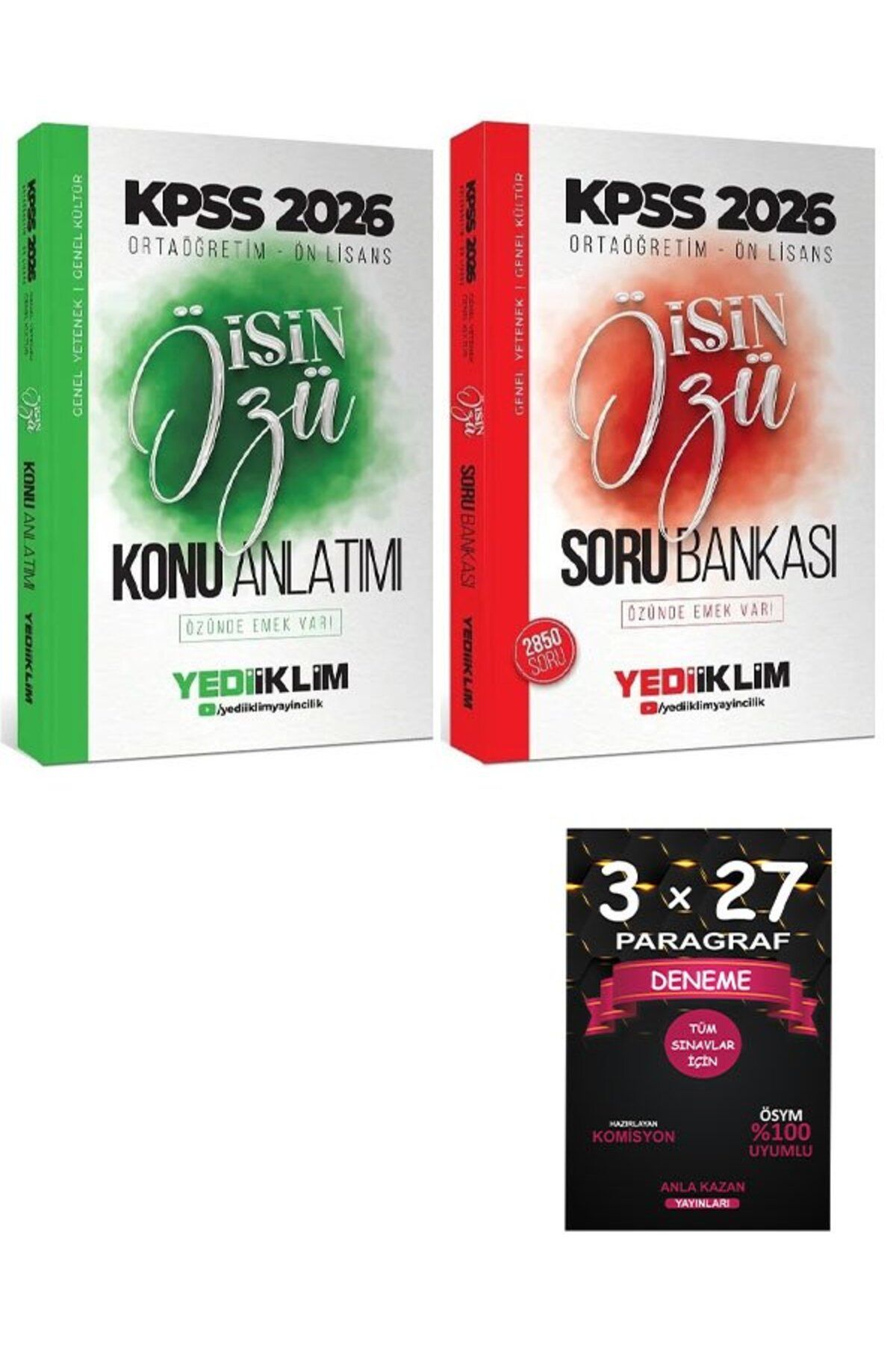 Yargı Yayınları Yediiklim 2026 KPSS Lise Ortaöğretim Ön Lisans İşin Özü Konu + Soru Bankası 2 li Set