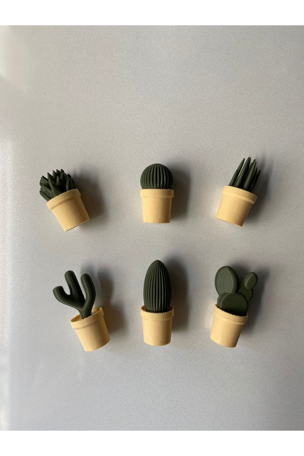 Minimal3D Mini Kaktüs Figürlü Buzdolabı Magnet Seti (6'lı)
