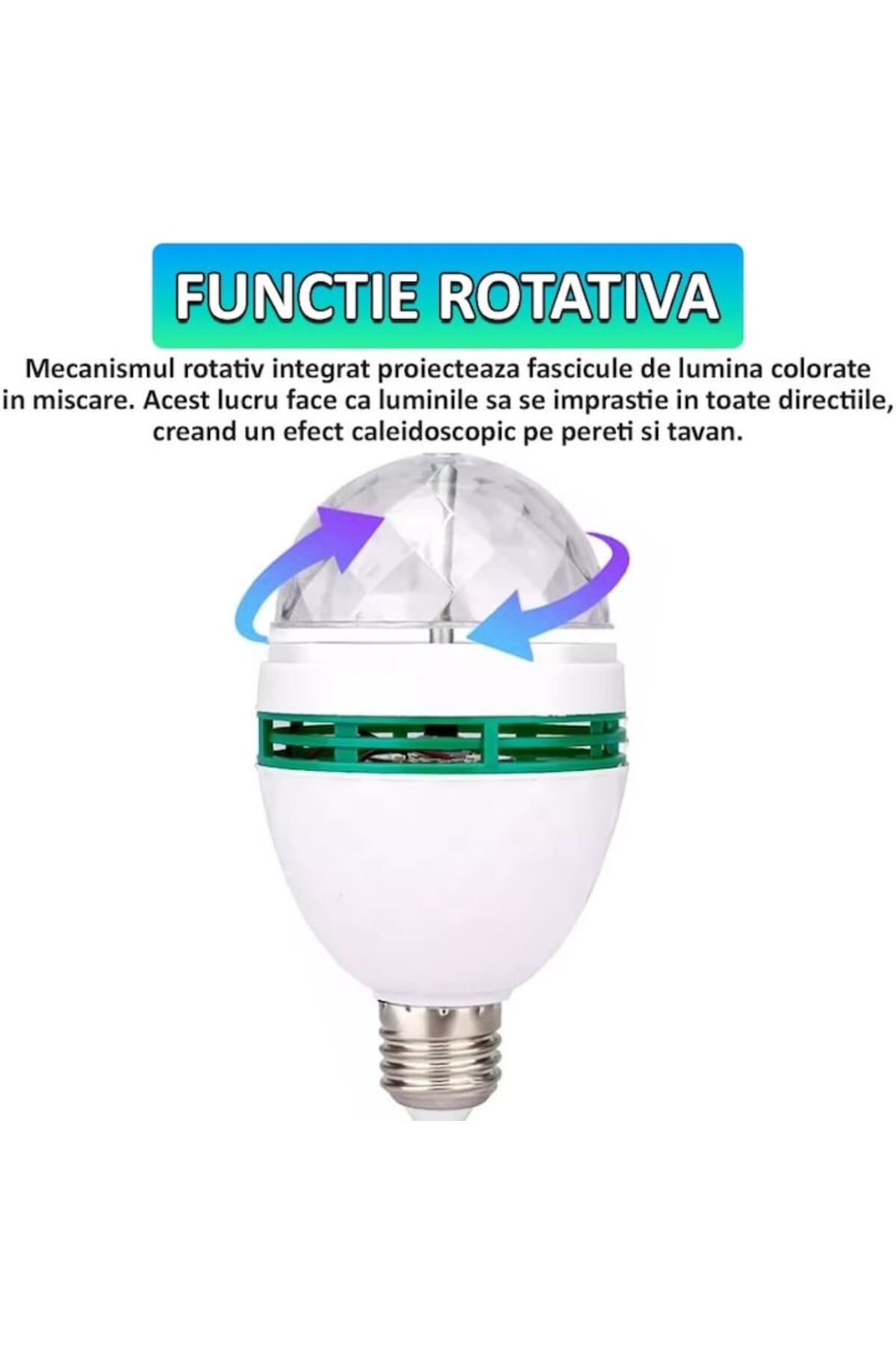 NEXTLY-Rotating RGB LED Bulb, Compatible with E27 Socket, Ambient Lighting, Automatic Rotation 5