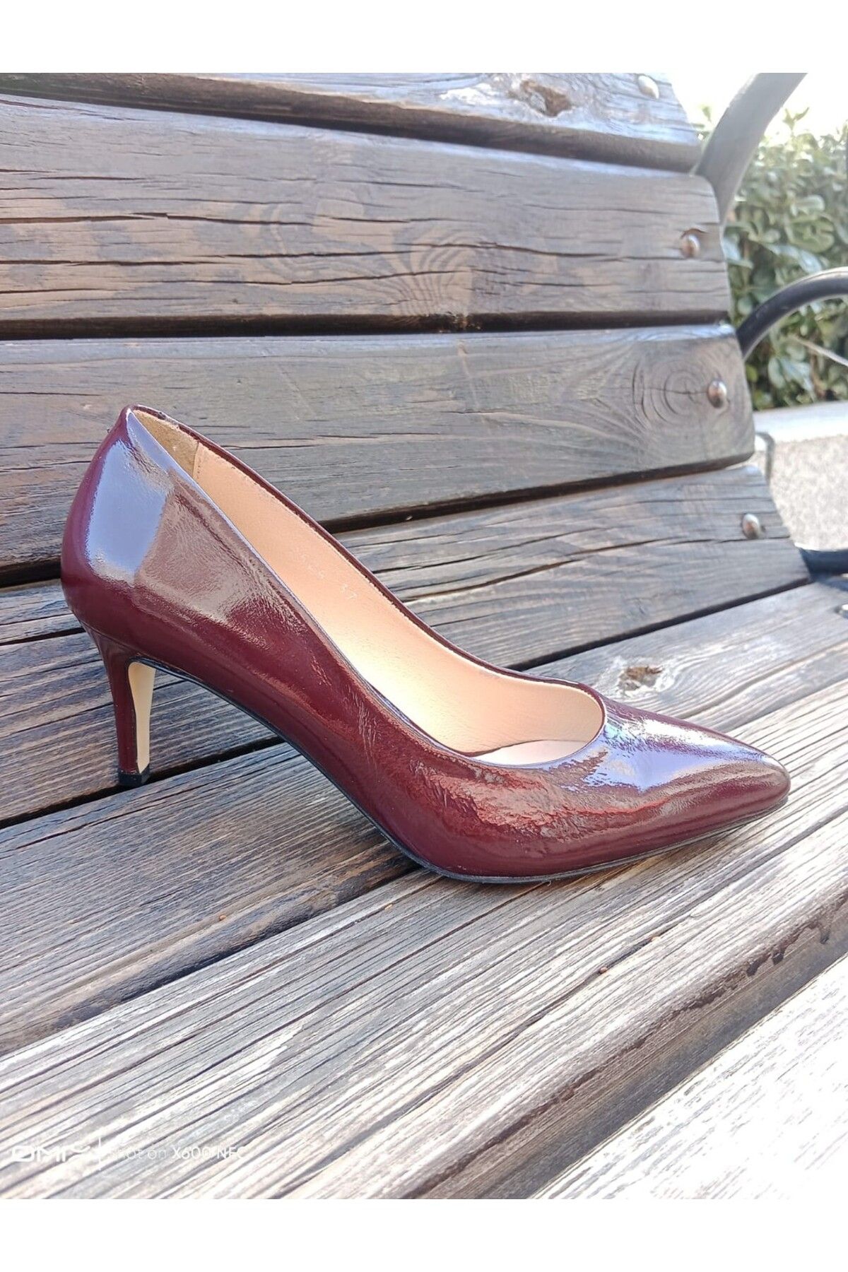 gumushoe Kadın Hakiki Rugan Deri İnce Topuk Klasik Stiletto 2524