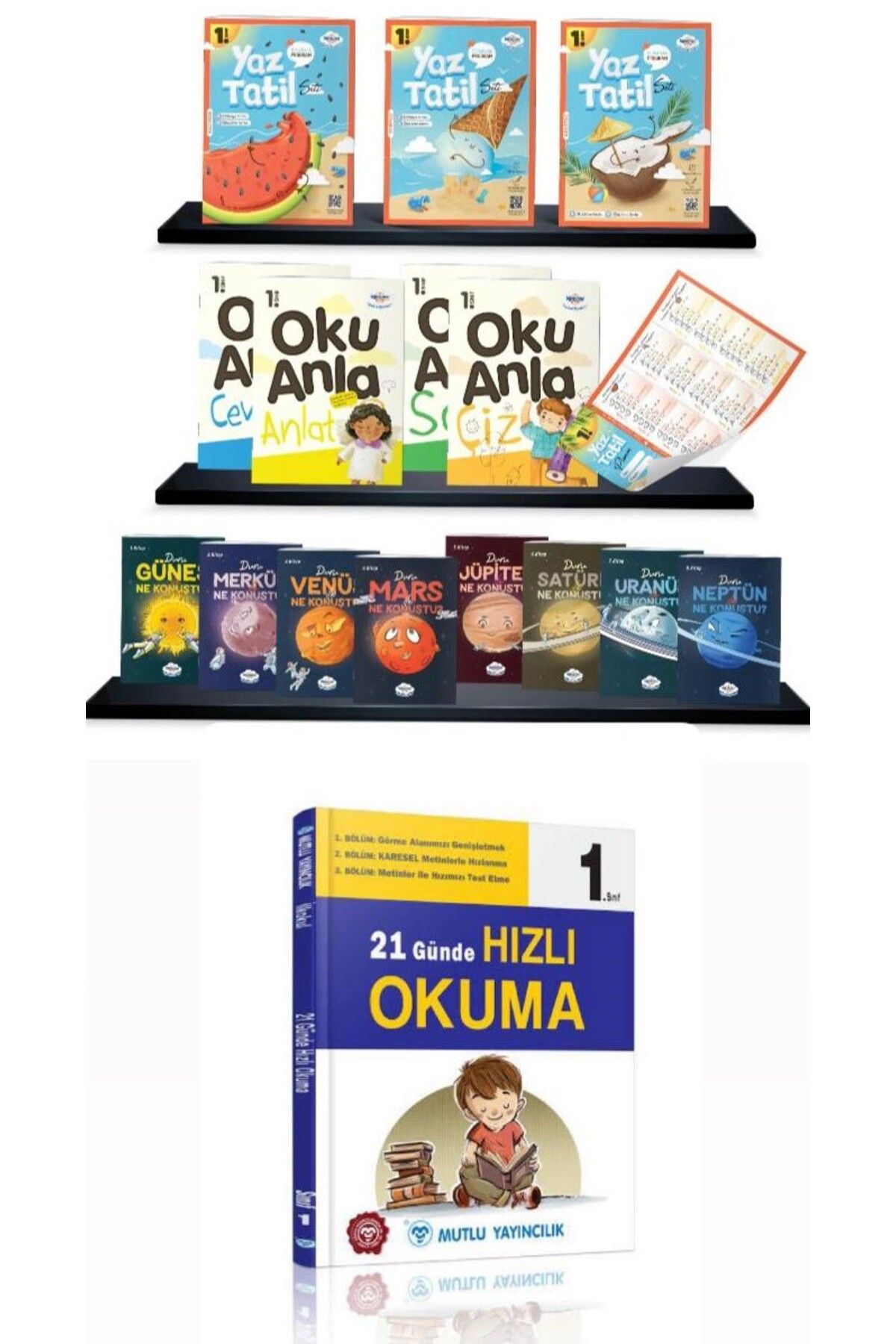 öğretmen evde Öğretmen Evde 1.sınıf Yaz Tatil Kitabı Seti 21 GÜNDE HIZLI OKUMA (2025-2026)