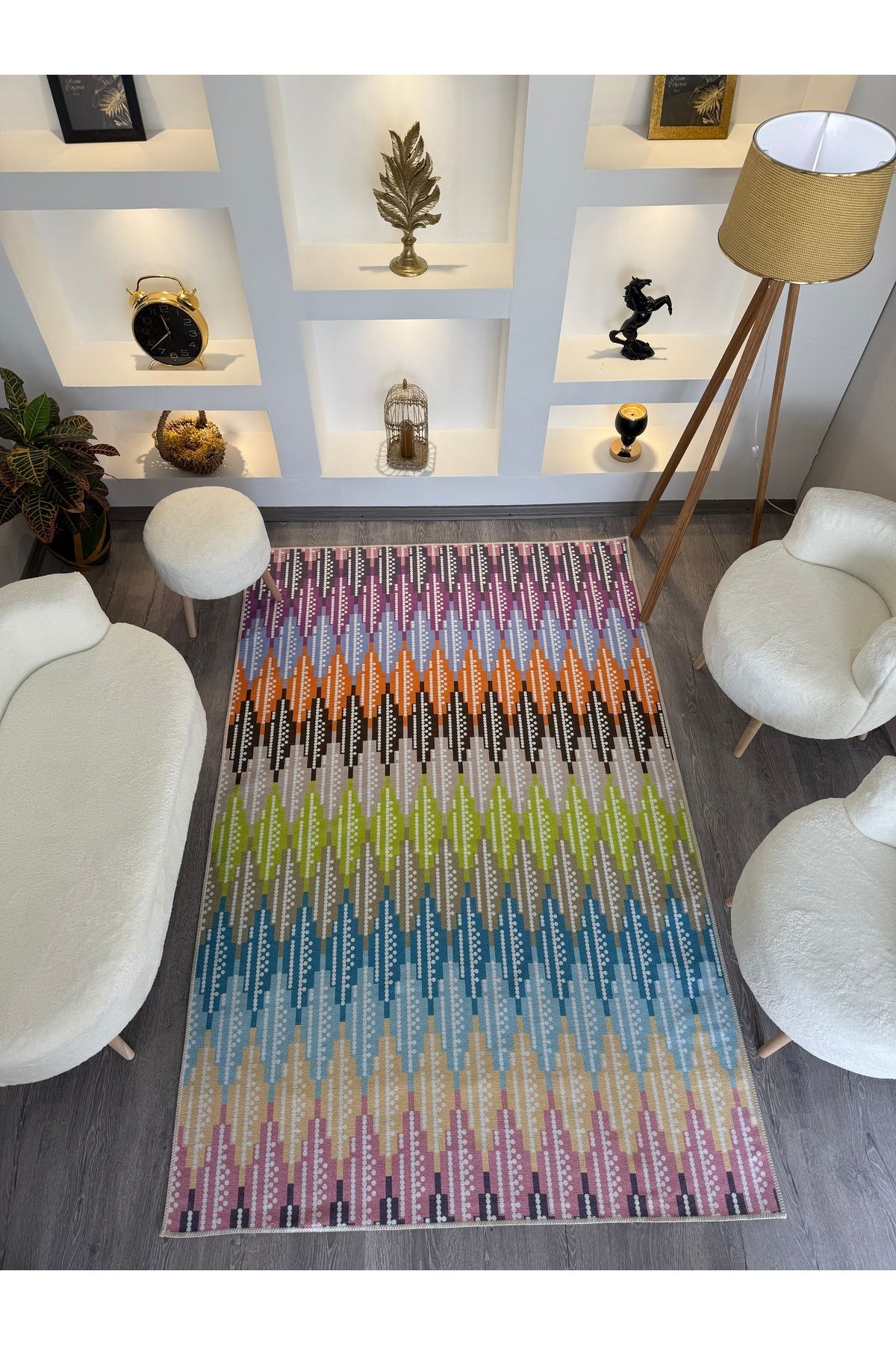 Rugs Modern Halı Opal Çok Renkli Etnik Desenli Dokuma Taban Modern Dekoratif Halı opal06