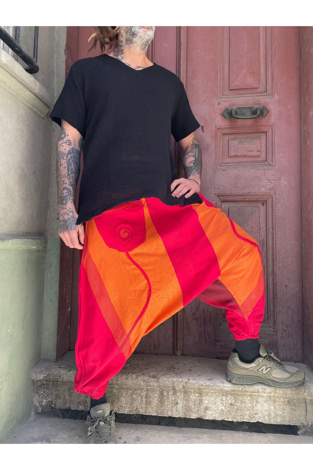 Bohoyasam Unisex Nepal Şalvar, Bağlamalı Şalvar Pantolon, Bohem Pantolon, Rahat Pantolon, Etnik Desenli