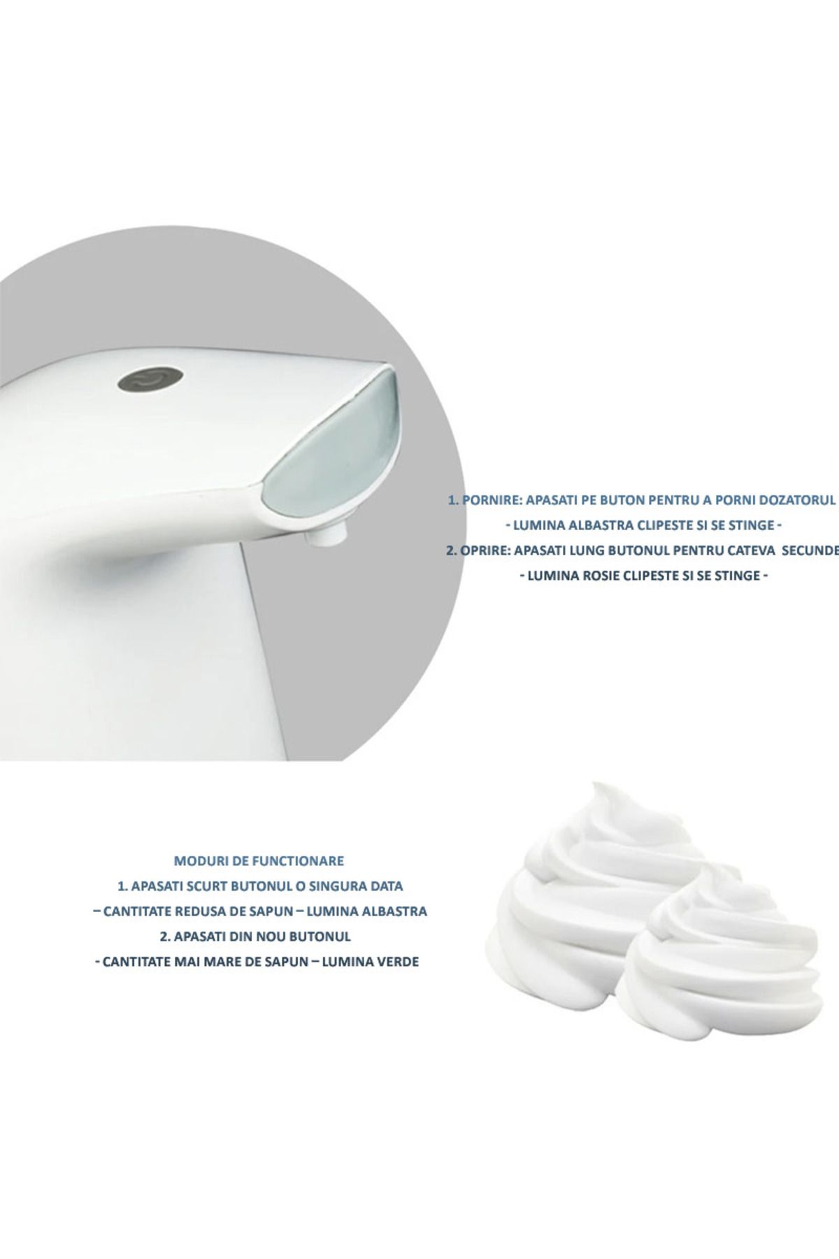 NEXTLY-Dispenser De Sapun Spuma, , Automat, 250ml, Senzor Infrarosu, Alb 4
