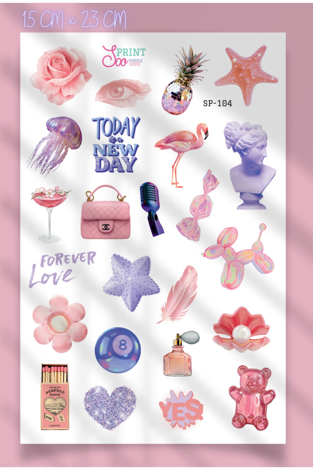 SooPRINT Purple Shine Sticker Koleksiyonu - 15 x 23 cm Her Yüzeyde Harikalar Yarat!