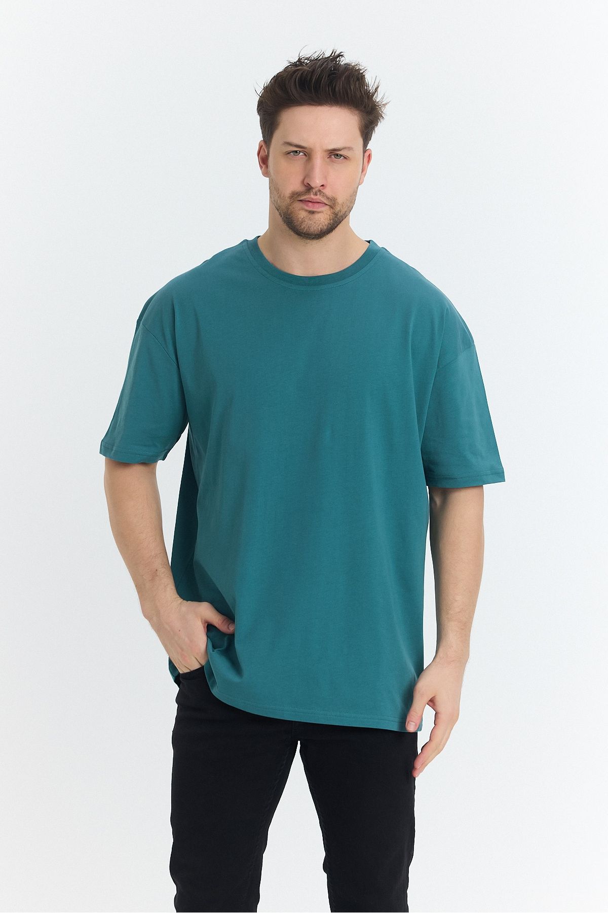 Windy Island Erkek Deniz Yosunu Yeşili Bisiklet Yaka Basic T-shirt