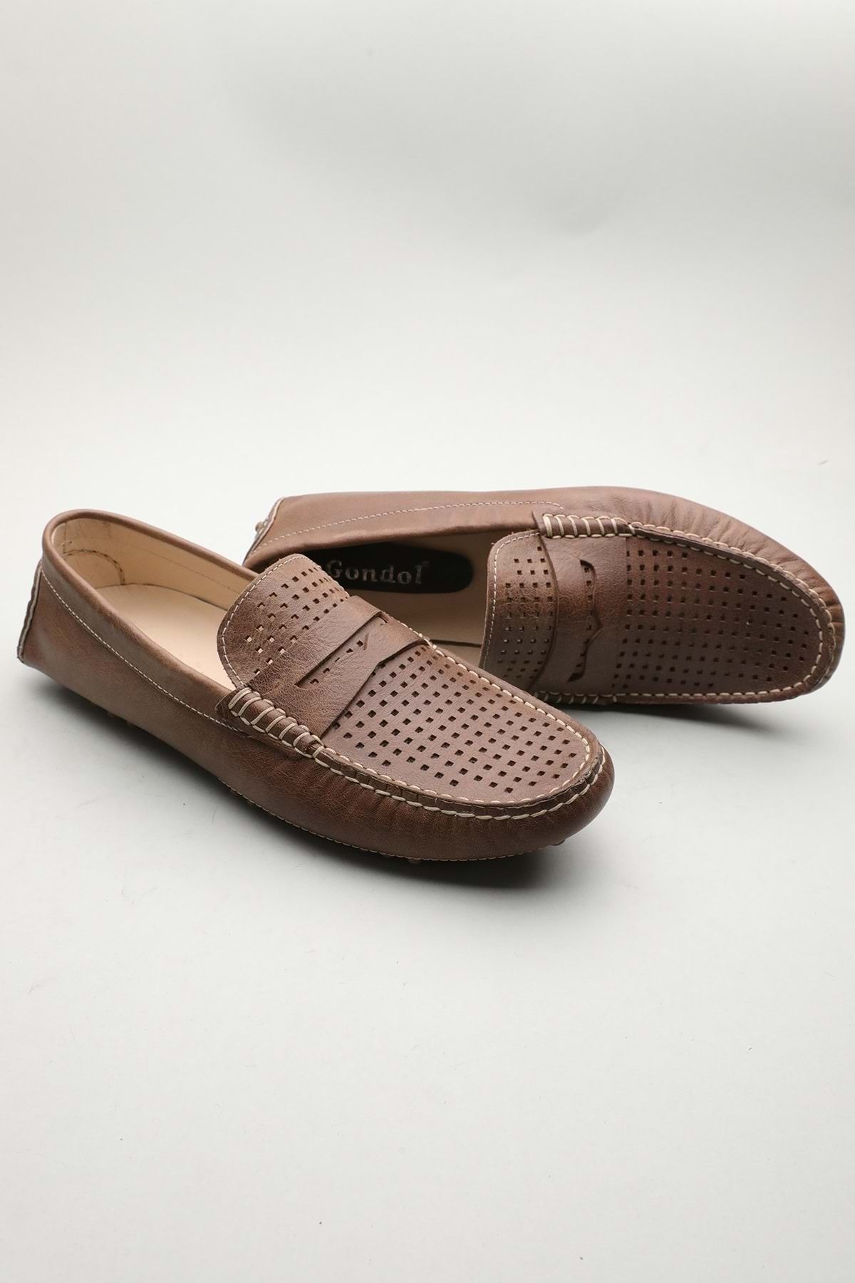 Gondol Erkek Hakiki Deri Klasik Loafer Vizon 42 ttx.601197