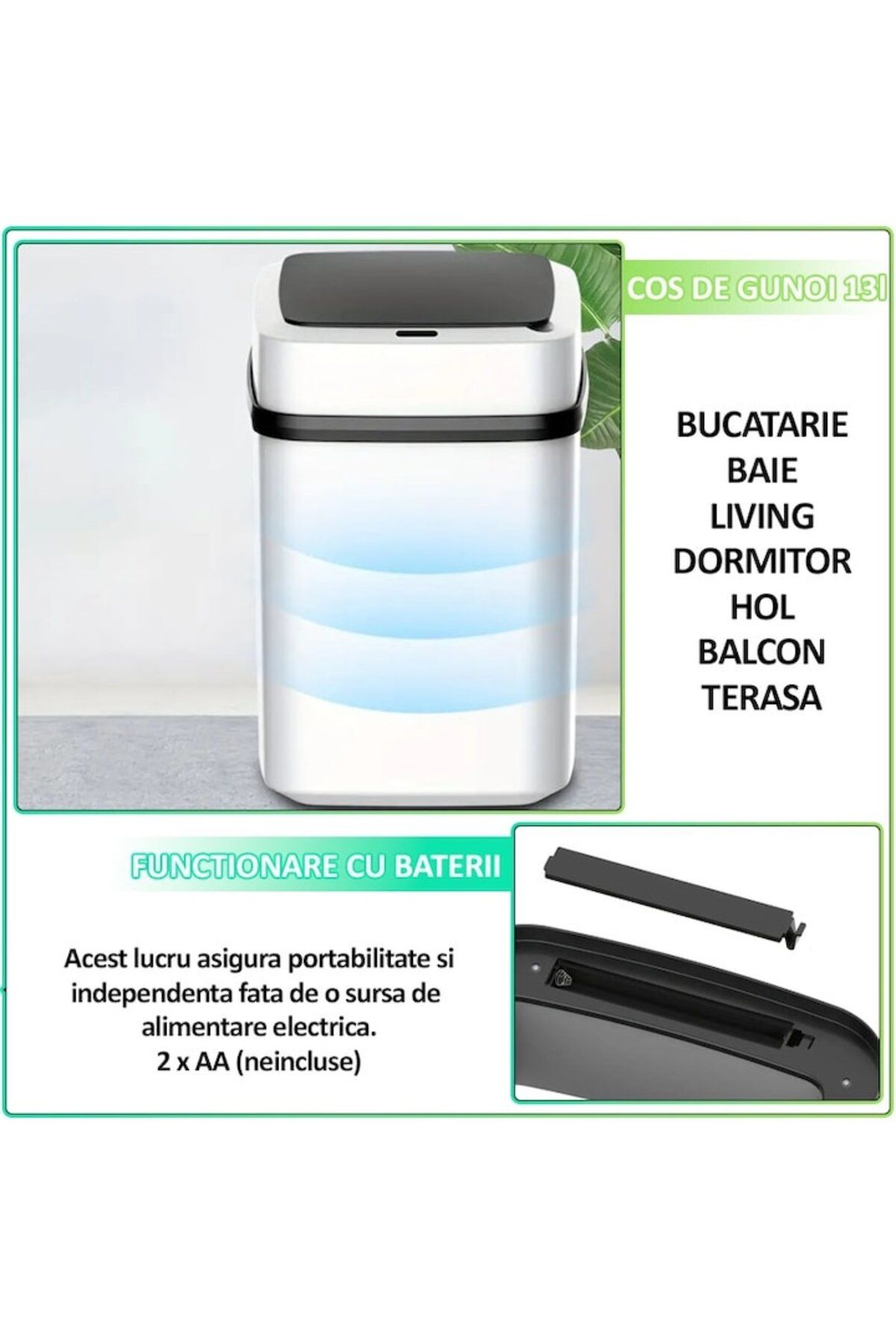 NEXTLY-NEXTLY 13l motion sensor trash can, manual/automatic opening in 0.3 seconds 2
