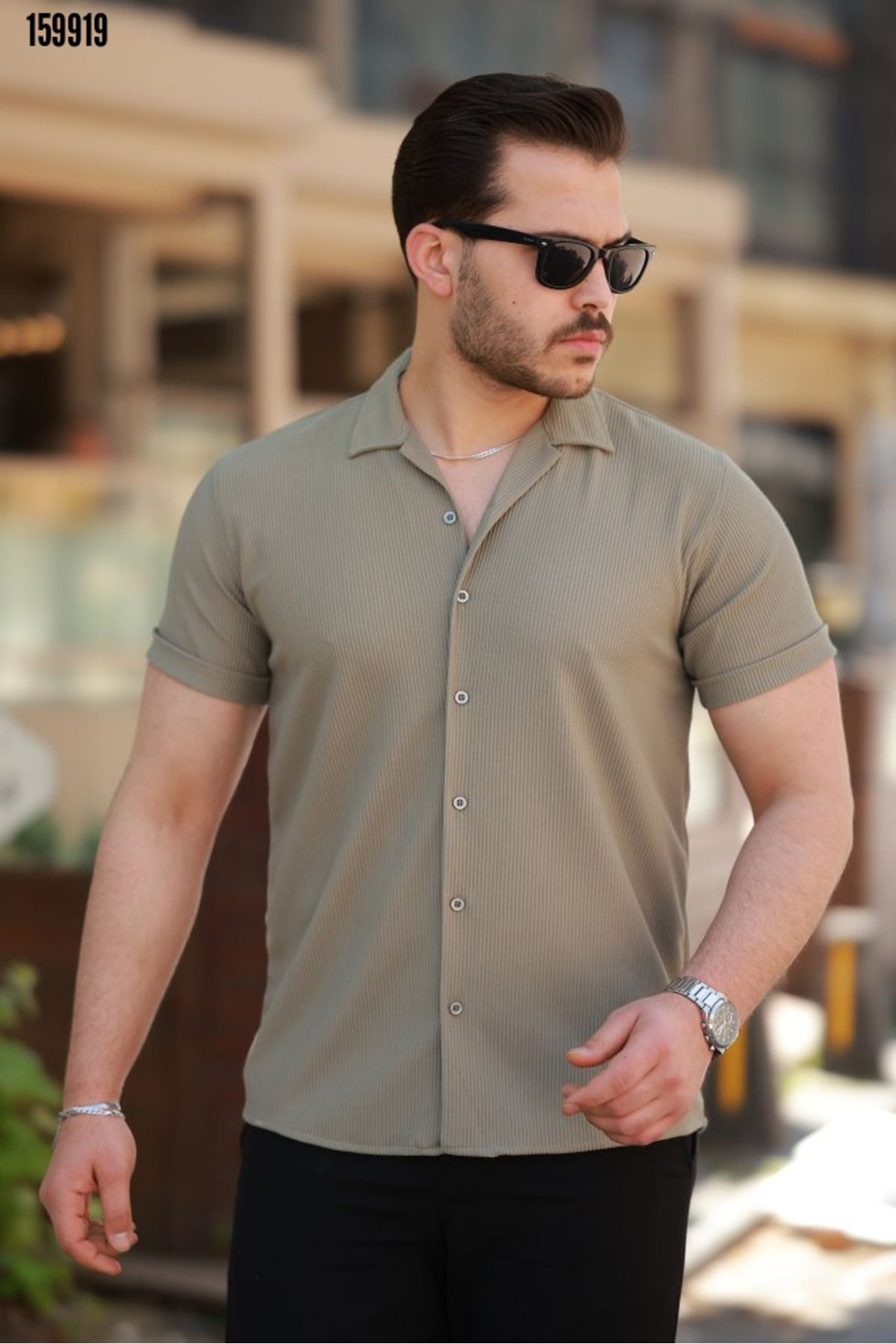moda wanilia Erkek Kısa Kollu Şık Basic Gömlek