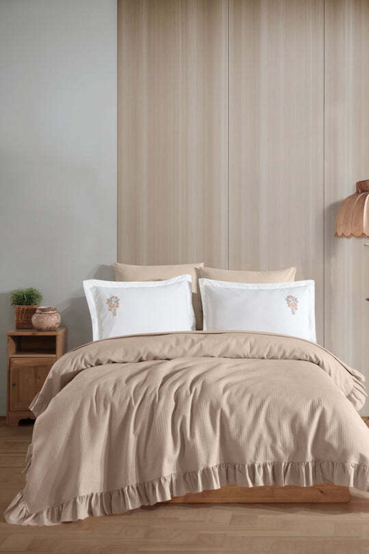 Elart Bahar Pike Takımı 6 Parça (220x230 cm) Bej