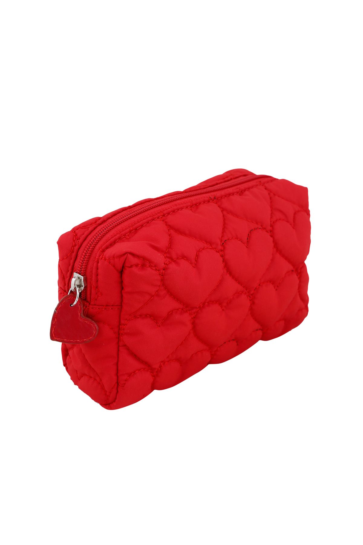 Bakras Kalp kapitone Kırmızı Makyaj Çantası 18cmx11cmx6cm