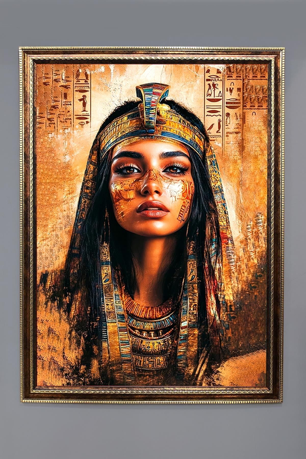 Doruklar Home Collection Antik Mısır Desenli Çerçeveli Duvar Tablosu 50x70cm MISIR18