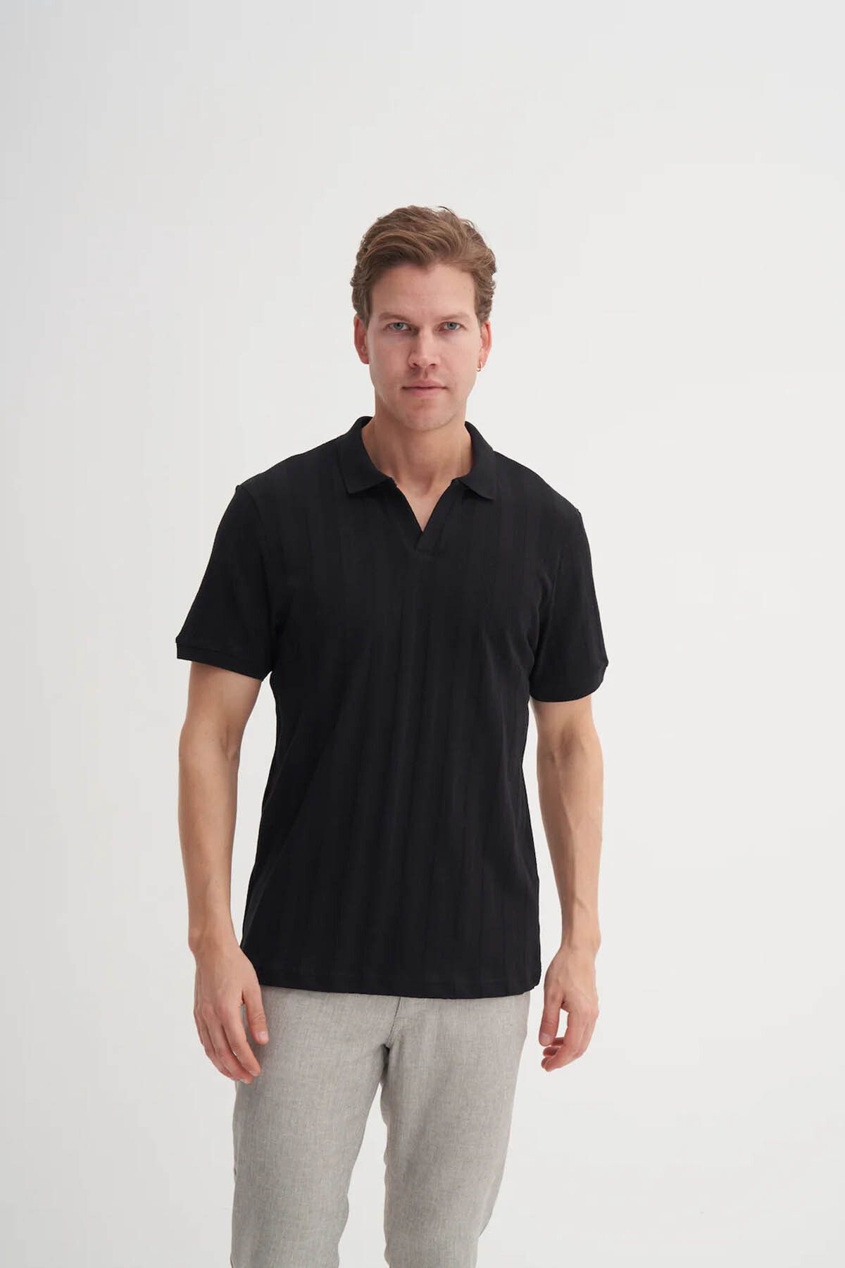Cazador Siyah Erkek Polo Yaka T-shirt 4257