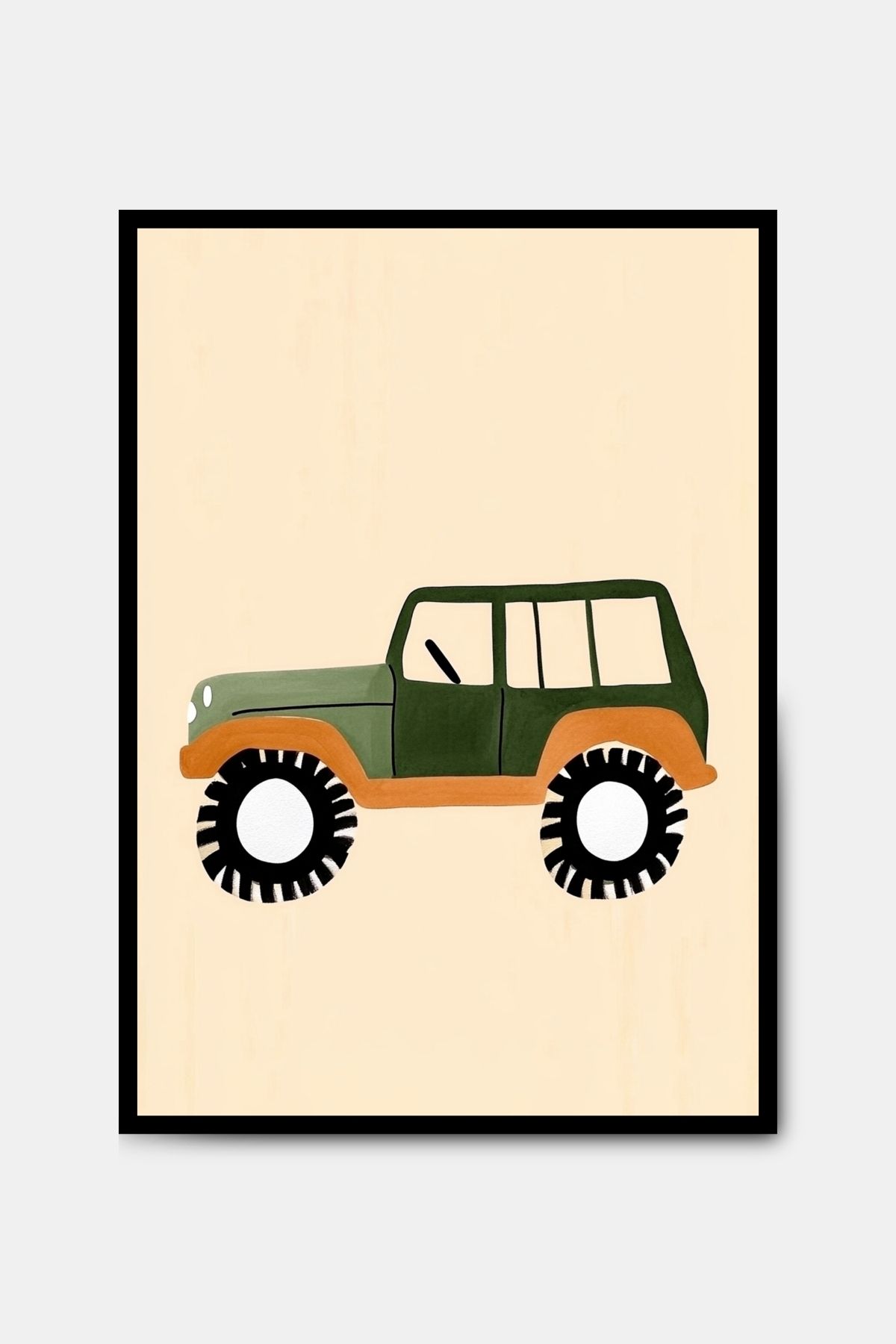 PİTAYA Yeşil Jeep Poster - Çerçevesiz Tasarım Erkek Çocuk Odası Tablo Poster Araba Poster Duvar Dekoru