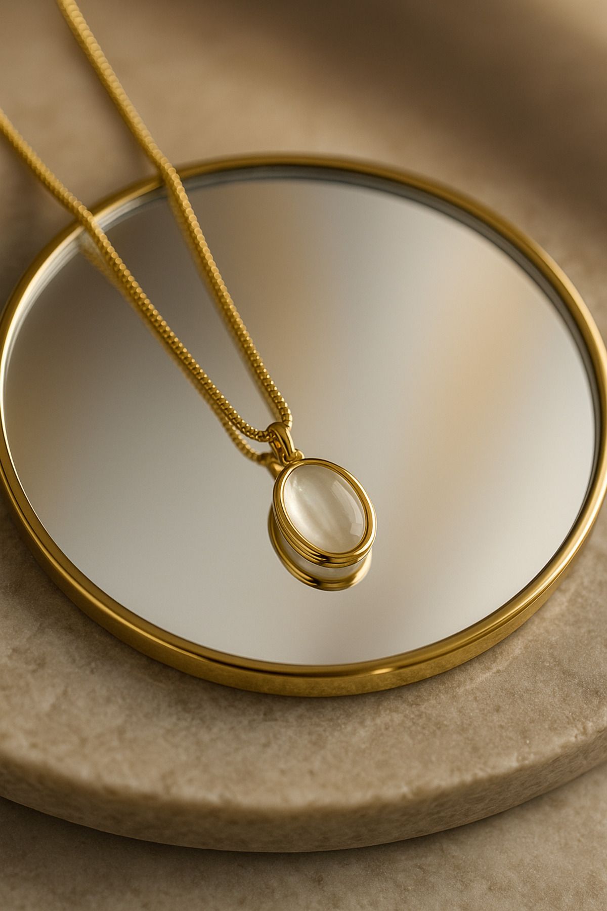 BS JEWELRY Oval Yılan Zincir Çelik Kolye