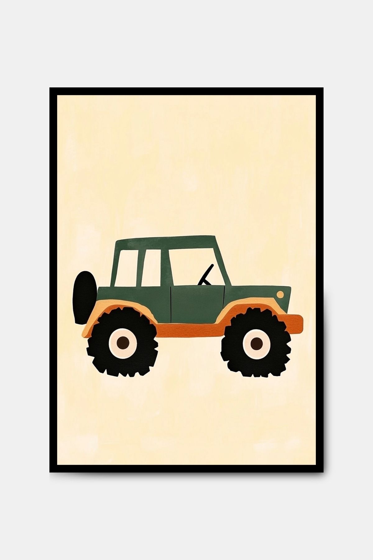 PİTAYA Yeşil Jeep 2 Poster - Çerçevesiz Tasarım Erkek Çocuk Odası Tablo Poster Araba Poster Duvar Dekoru