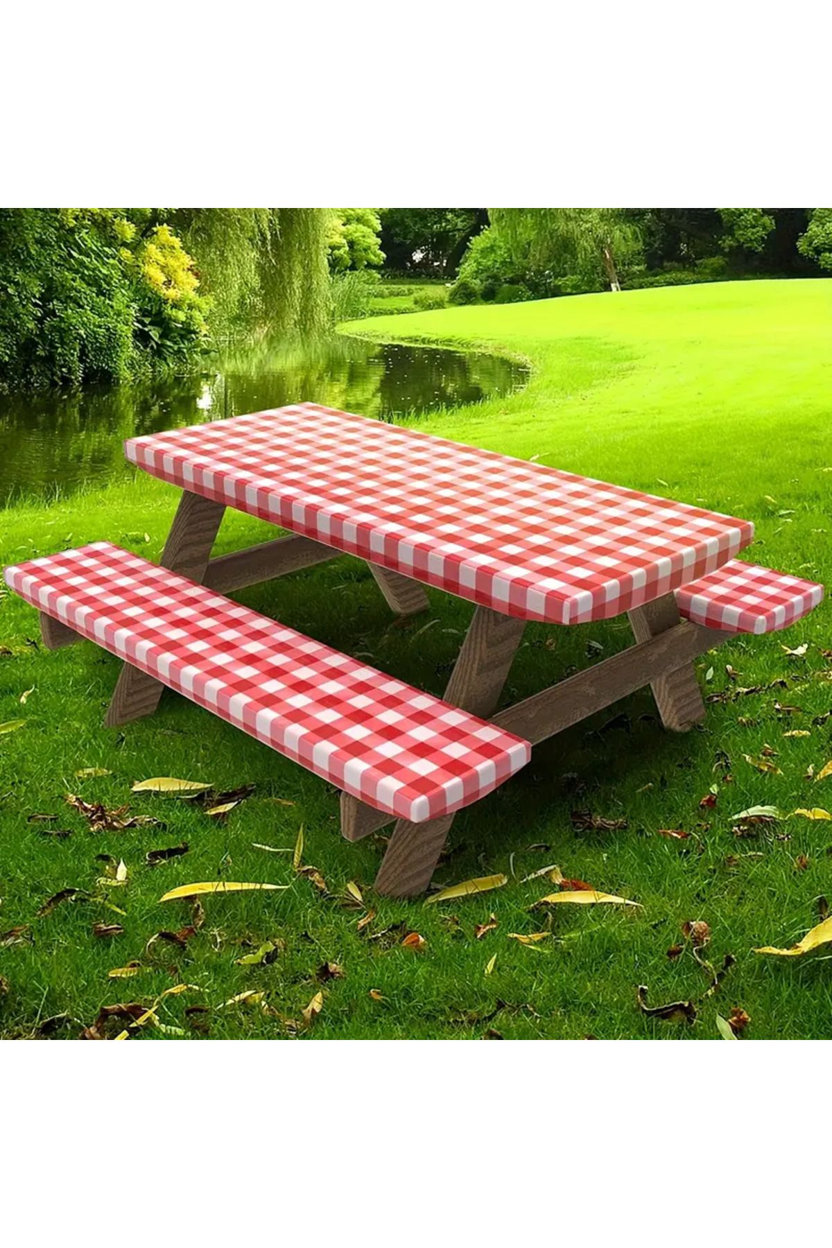 baladı home ev tekstil home collection Standart Beden Piknik Masası Örtüsü Ve Bank Koltuğu Örtü Seti - Piknik Örtüsü - Masa Örtüsü 3parça