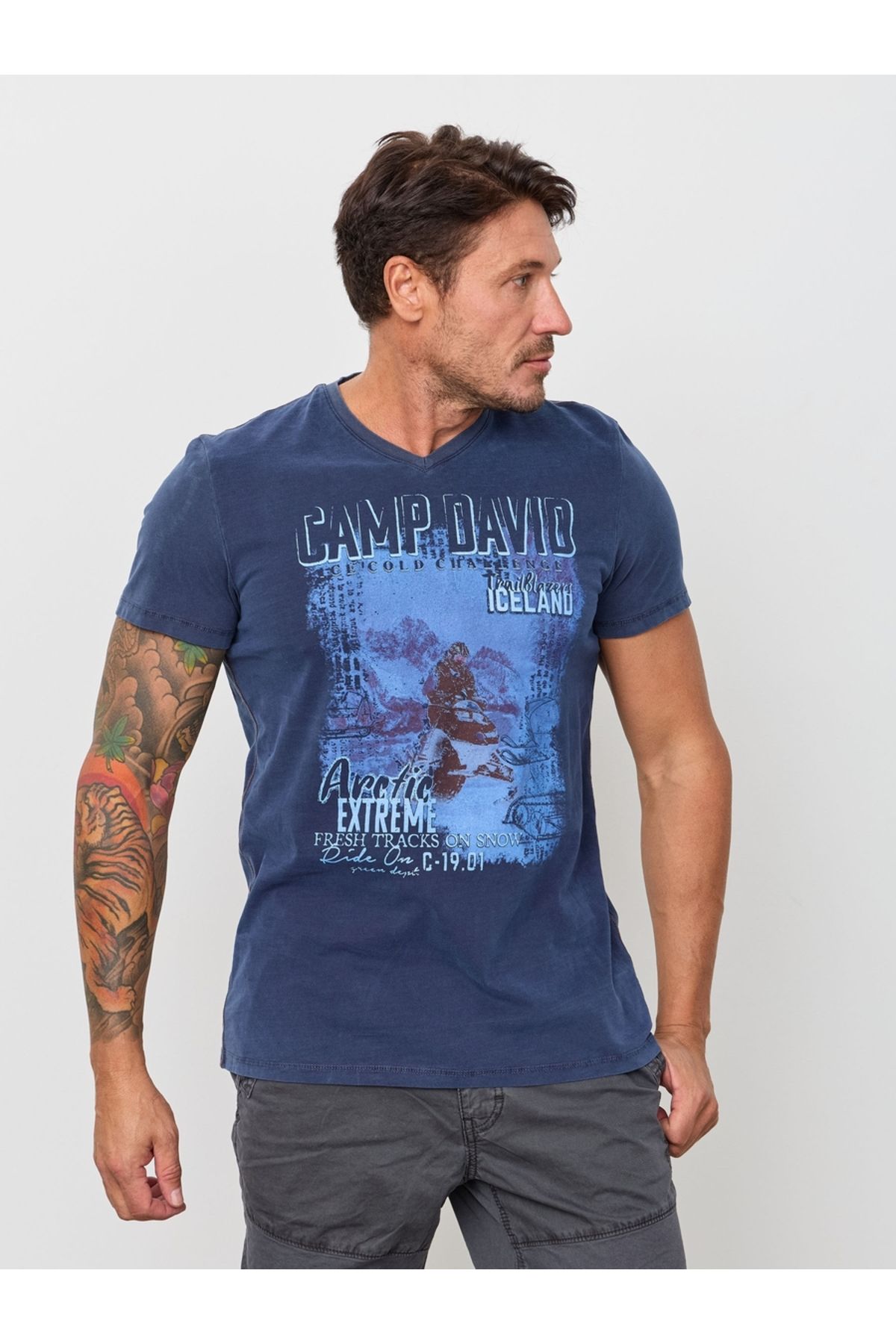 Camp David BİSİKLET YAKA T-SHİRT