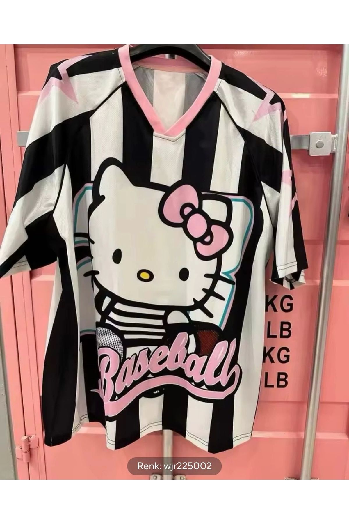 Violon Beyaz Hello Kitty Beyzbol Baskı Detail Jersey Kısa Kol Forma