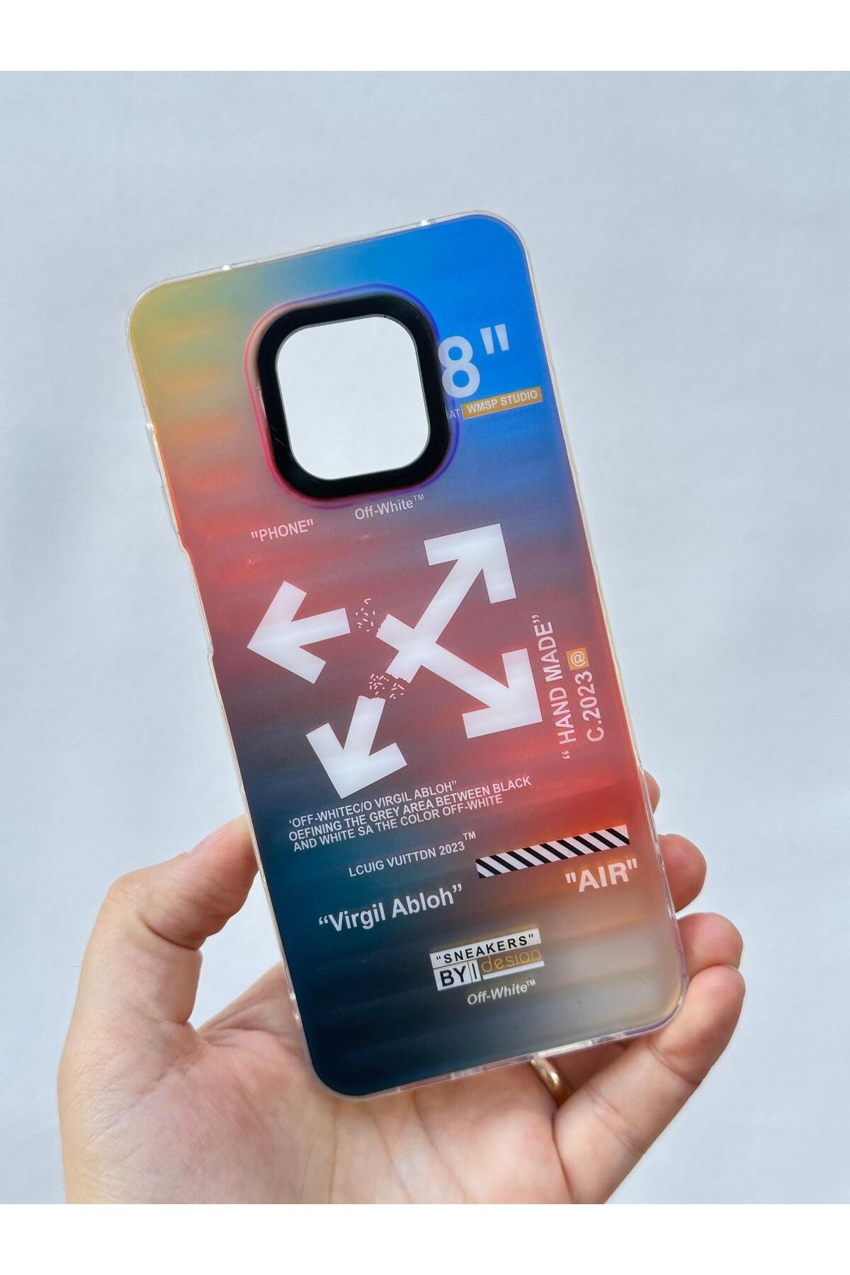 Vip Case RM NOTE 9 PRO Hologramlı Renk Değiştiren Kamera Çıkıntılı Trend Marka Tasarım Label Kılıf