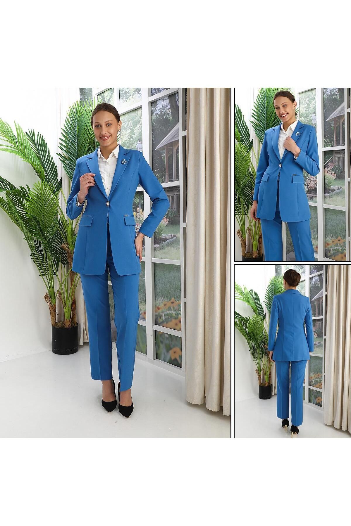 GND TEKSTİL Gnd Kadın Klasik Düğmeli Blazer Takım Elbise