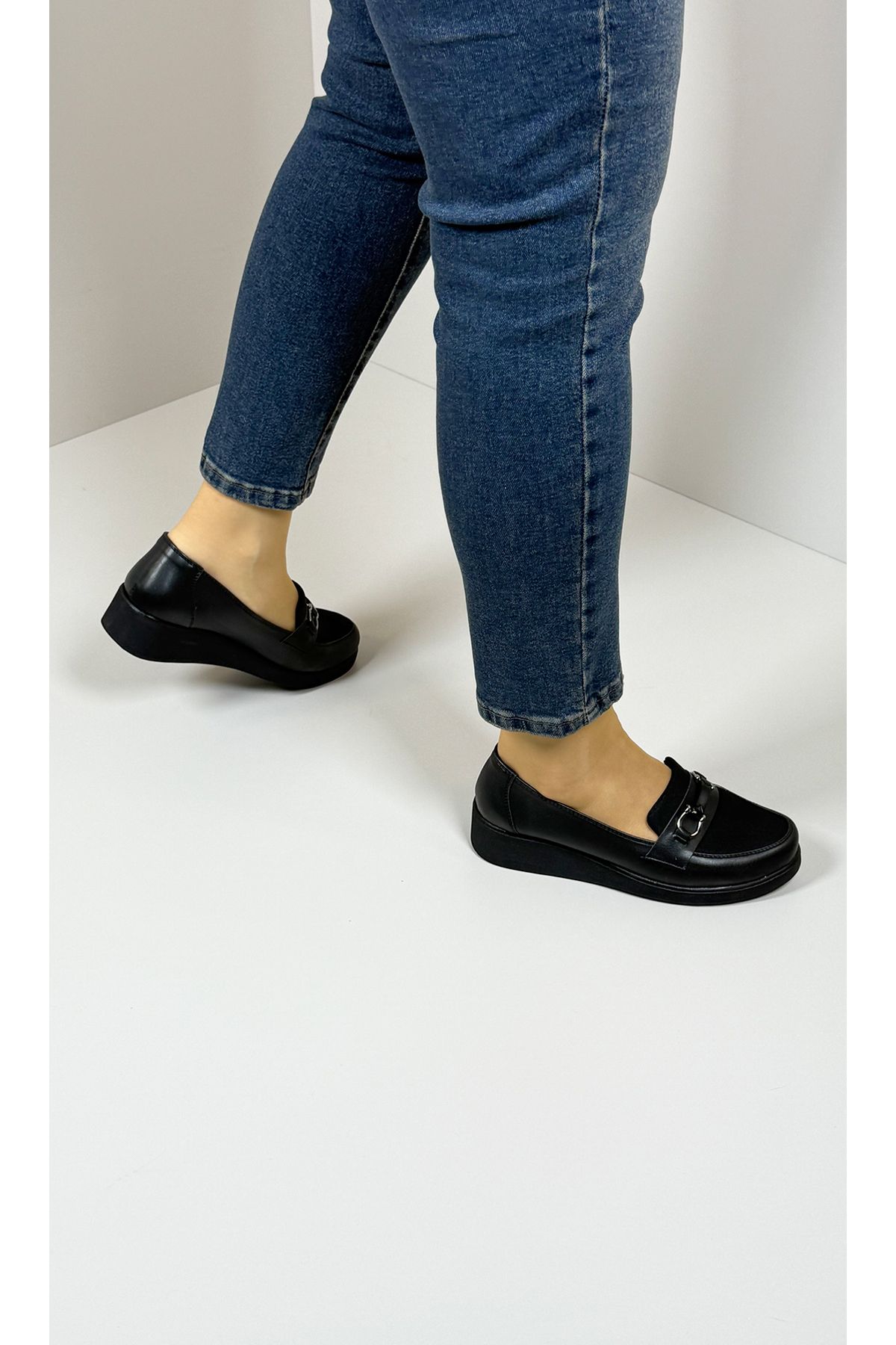 ONNEA D-01 Comforta Günlük Giymelik Kadin Loafer Siyah Ayakkabı