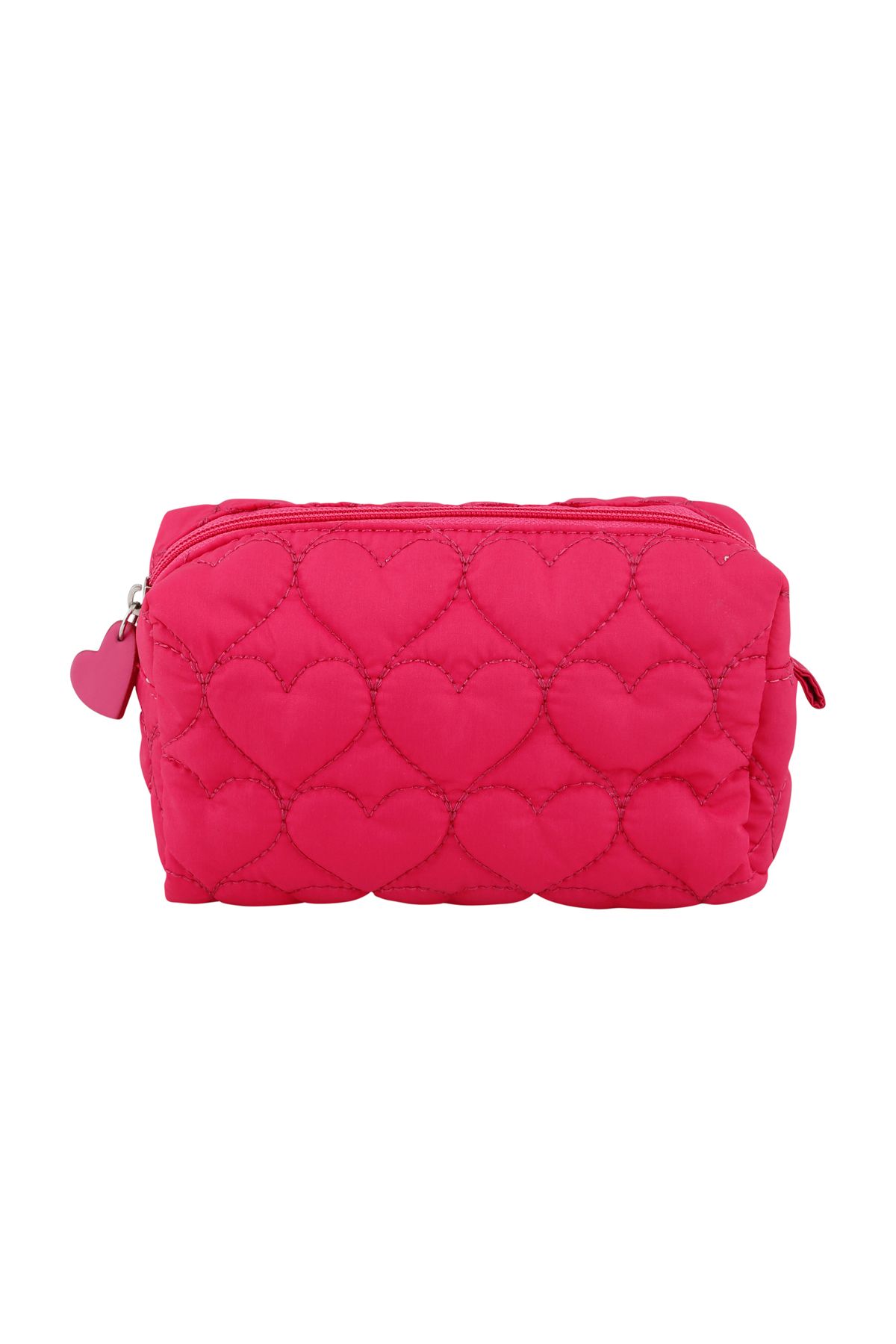 Bakras Kalp kapitone Pembe Makyaj Çantası 18cmx11cmx6cm