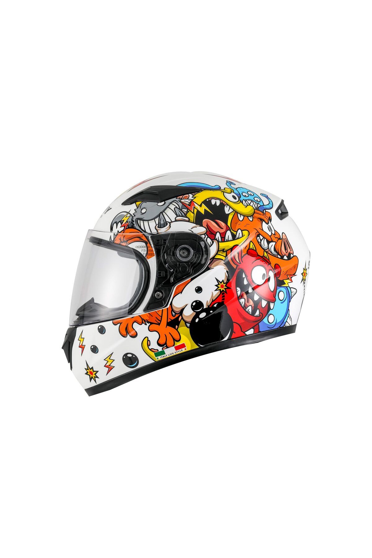 Sway SW 815K MONSTER White Yellow Orange Full Face Çocuk Kaskı