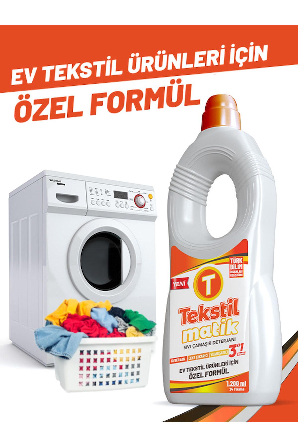Tekstilmatik Ev Tekstili 3'ü 1 Arada Sıvı Vegan Çamaşır Deterjanı 1200 ml 1 Adet