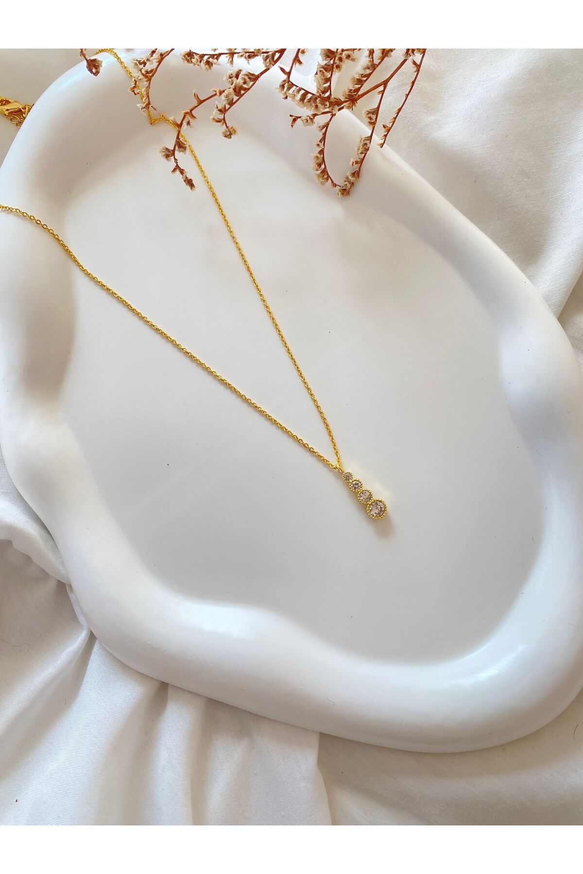 Asce Jewelry Su Yolu Zirkon Çelik Kolye