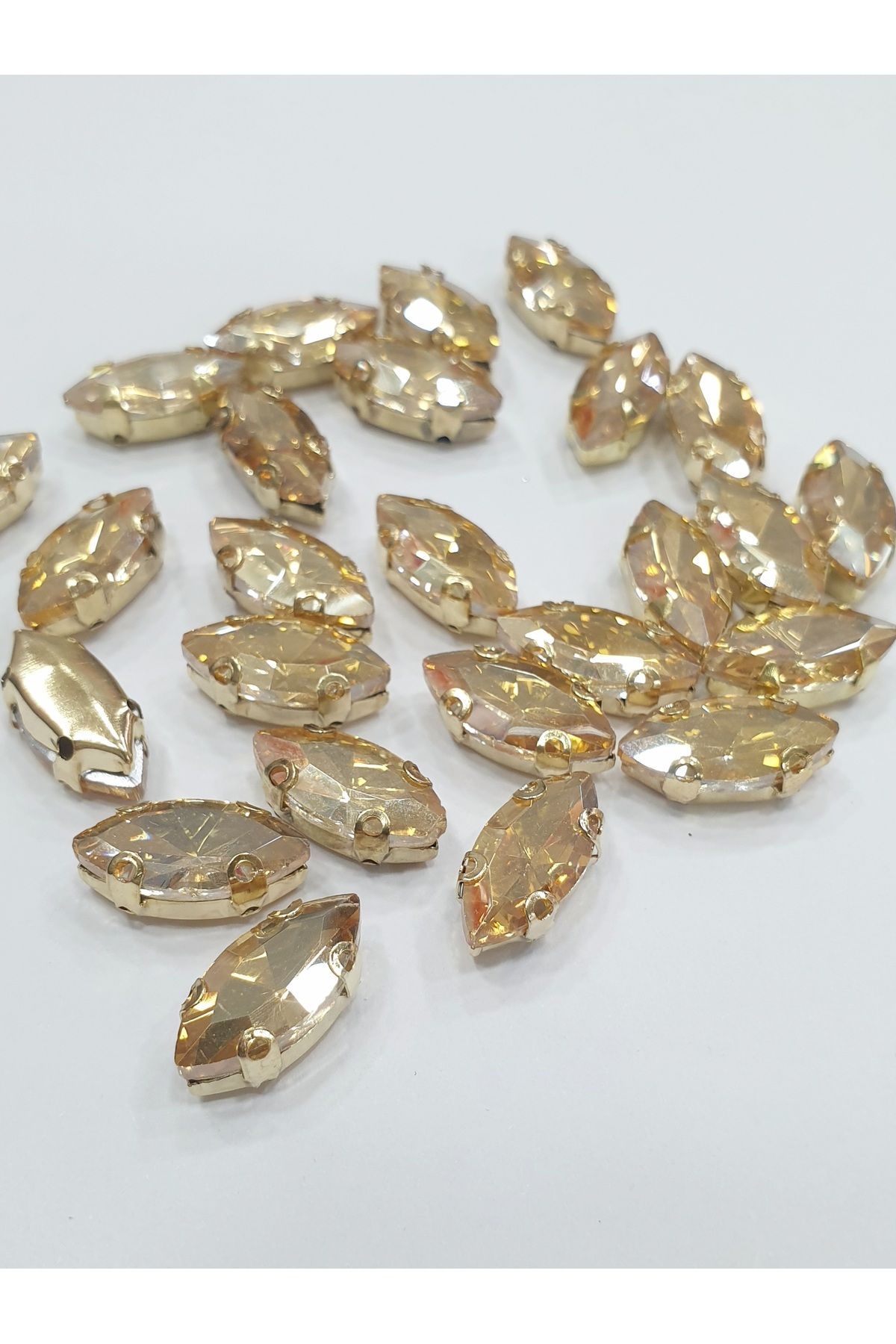 CRYSTALSHOP Dikme Taş - Mekik 7*15 Mm Gold (100 ADET)