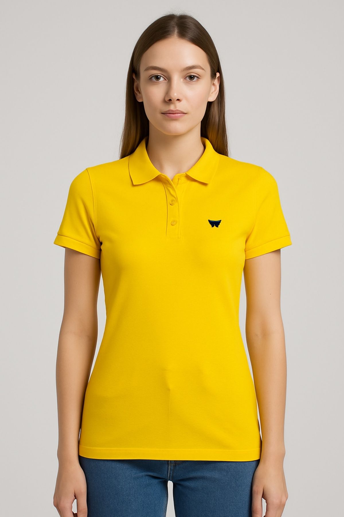 comstar Kadın Kısa Kollu Slim Fit Basic Polo Yaka Tişört