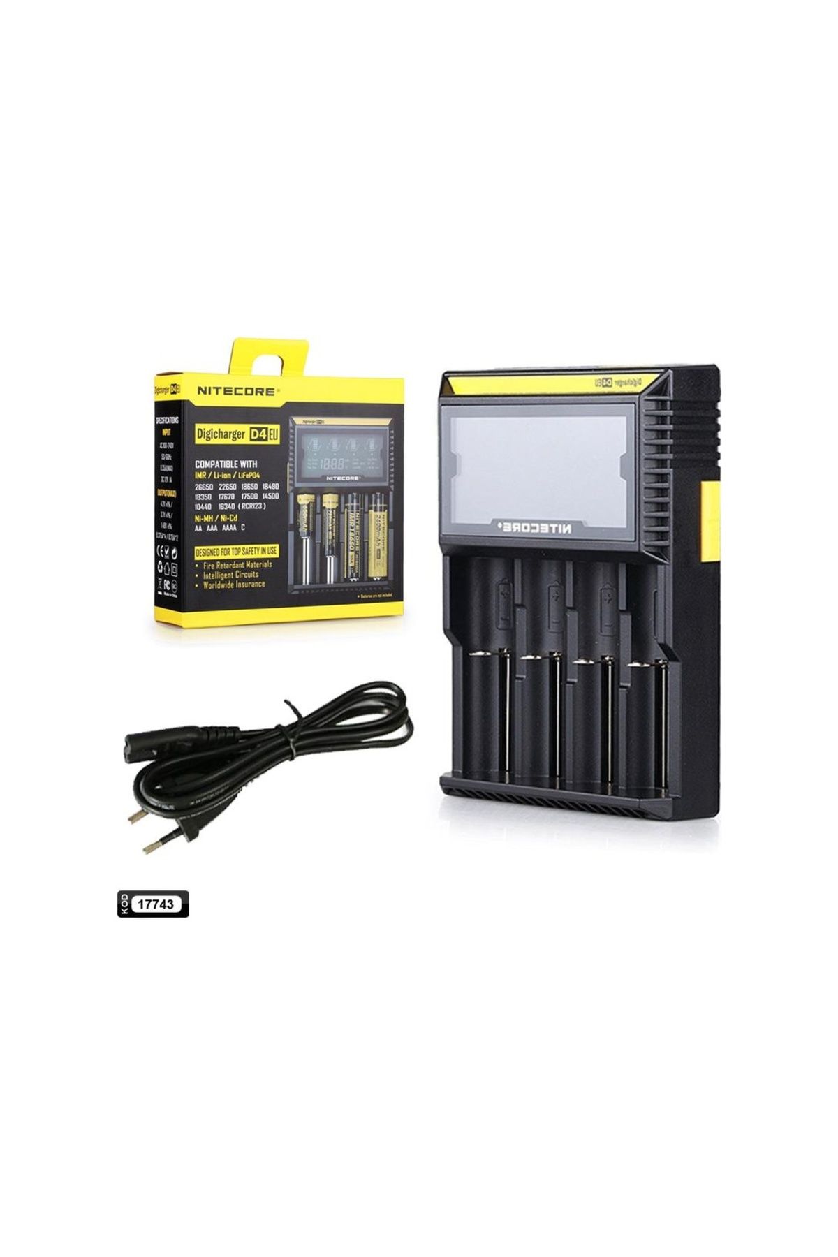 ESTİKO Nıtecore 18650/26650/16340/14500/AA/AAA D4 Pil Şarj Aleti